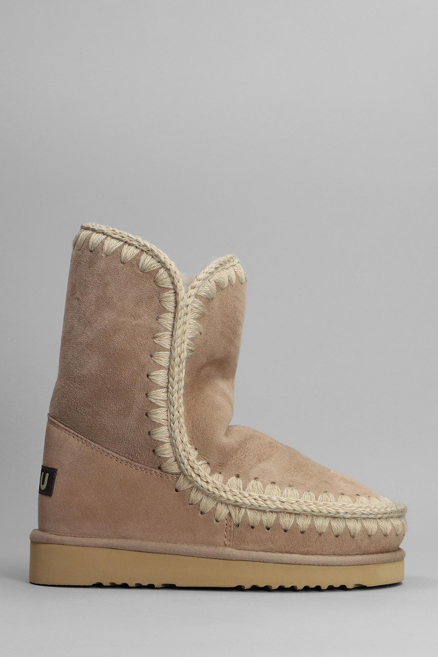 Mou Low Heels Ankle Boots In Camel Suede in Gray | Lyst