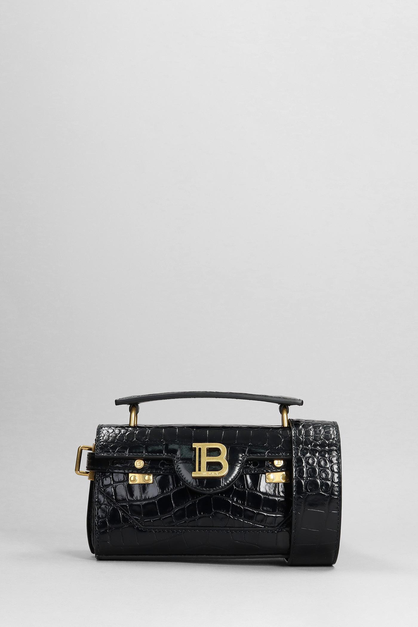 BALMAIN: B-Buzz 24 bag in crocodile-print leather - Green