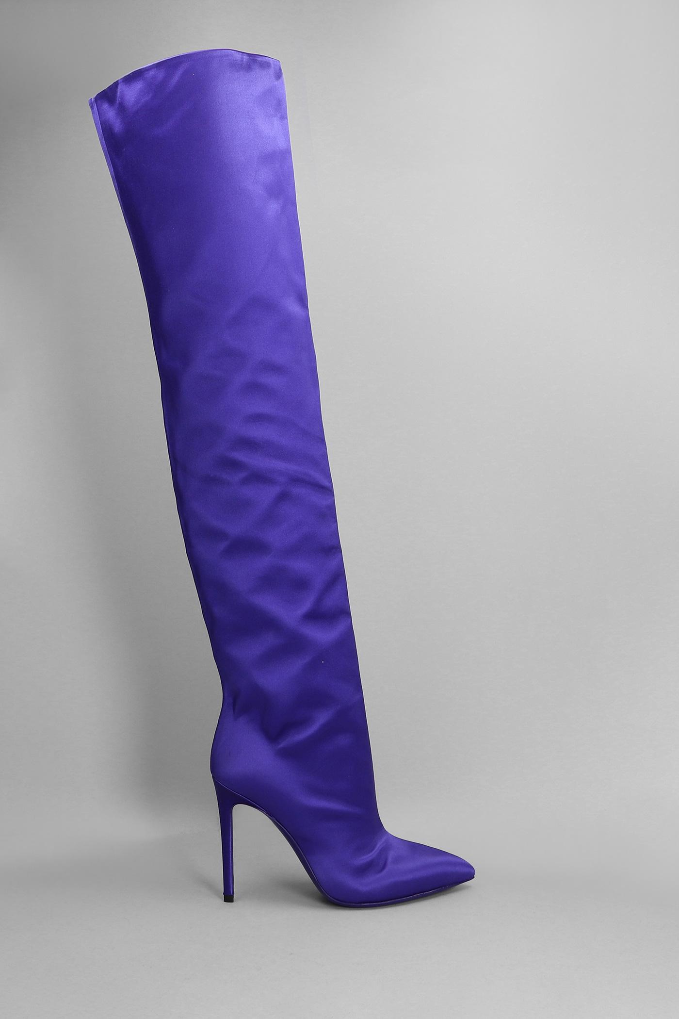 Paris Texas High Heels Boots In Viola Satin in Purple | Lyst