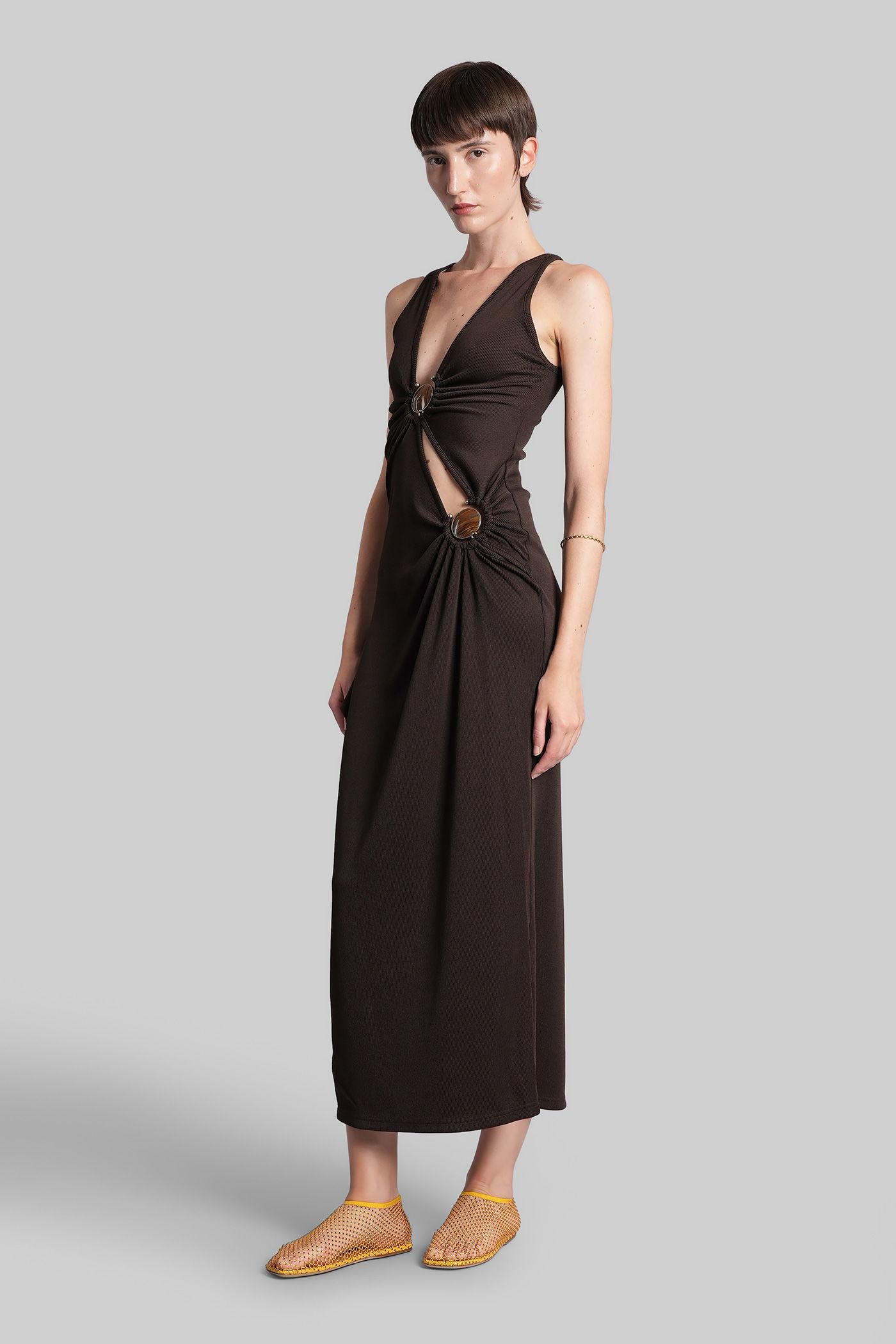 brown christopher esber dress Christopher Esber Fringed Satin Dress by christopher esber
