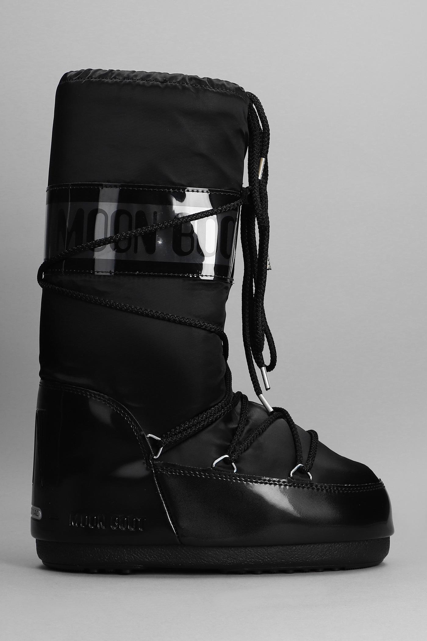 Moon Boot Low Heels Ankle Boots In Black Nylon | Lyst