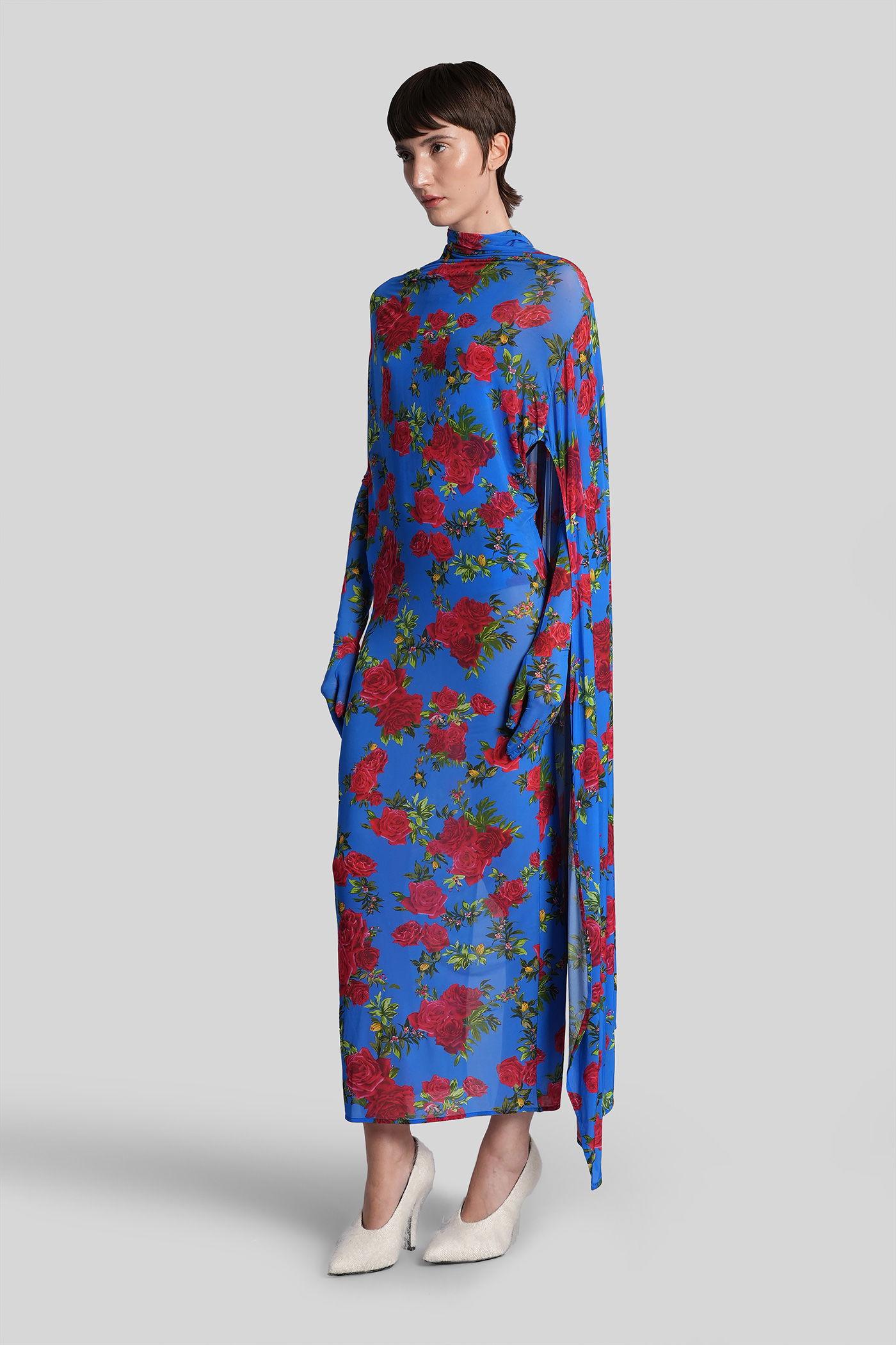 magda butrym blue dress Magda Butrym Short Sleeve Midi Dress in Blue