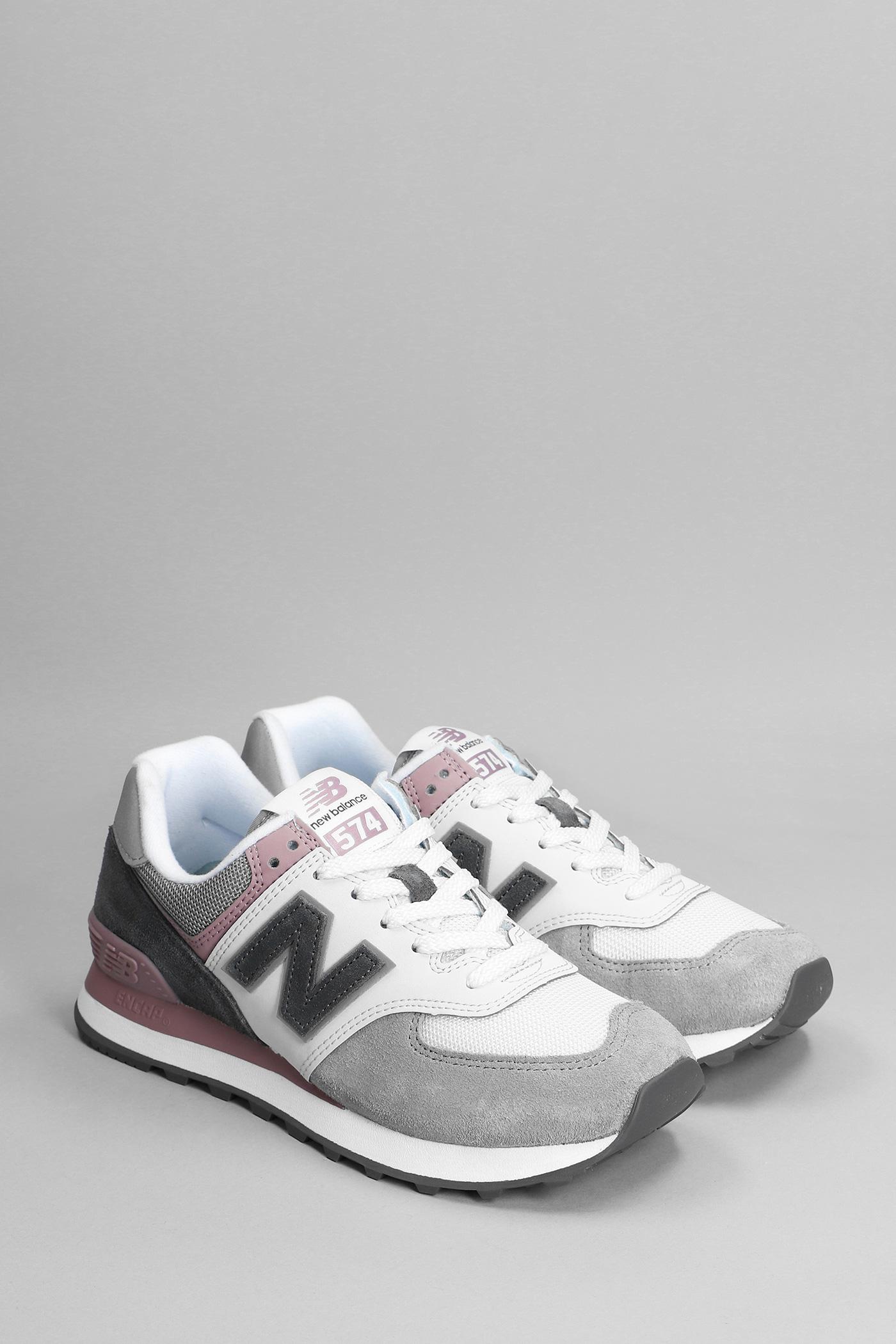 New Balance 574 Sneakers In Grey Suede And Fabric in White | Lyst