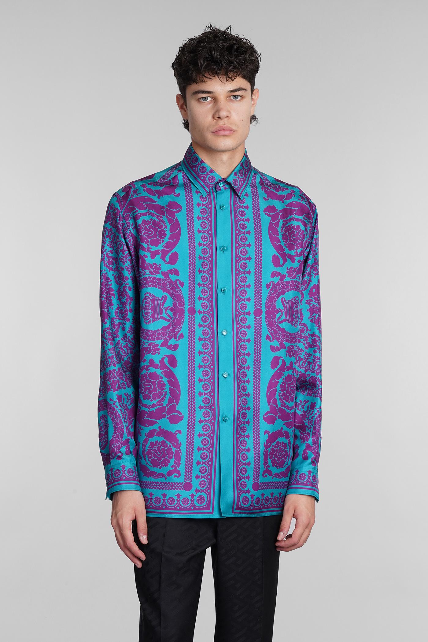 Camicia in Seta Viola da Uomo di Versace in Blu | Lyst