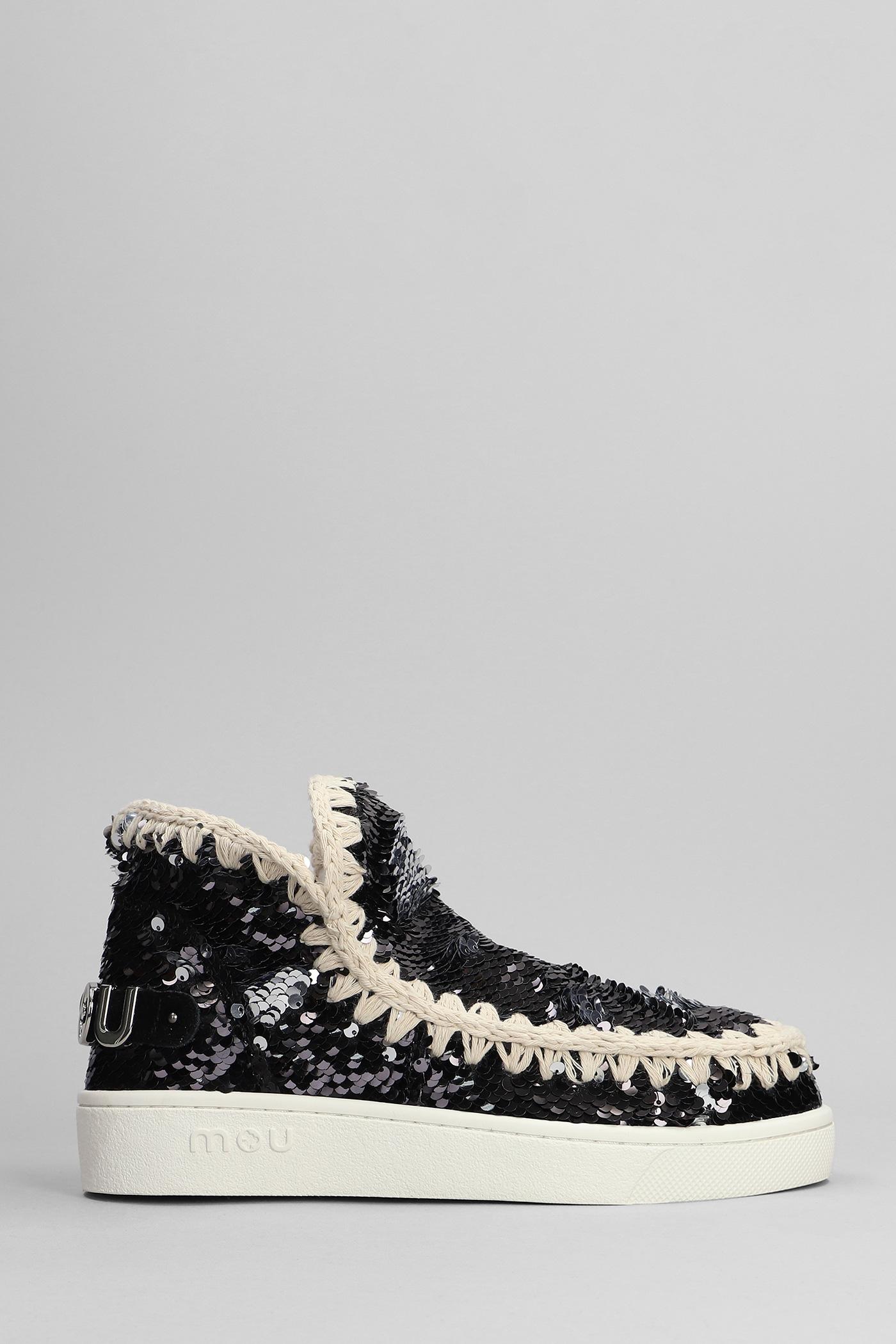 Mou Eskimo Sneaker Low Heels Ankle Boots In Black Synthetic Fibers in Gray  | Lyst