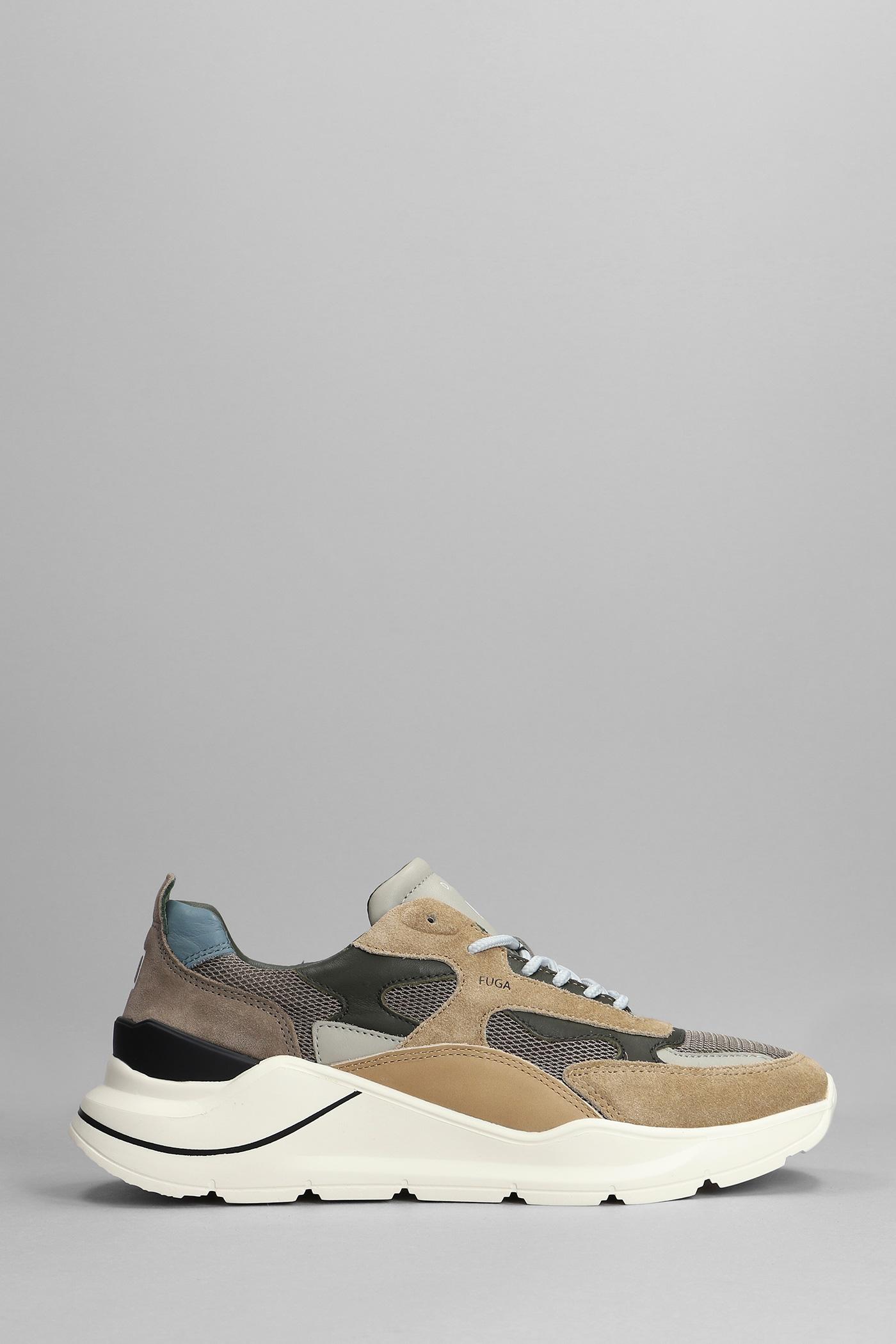 Date Fuga Mesh Sneakers In Beige Leather And Fabric in Gray for Men | Lyst
