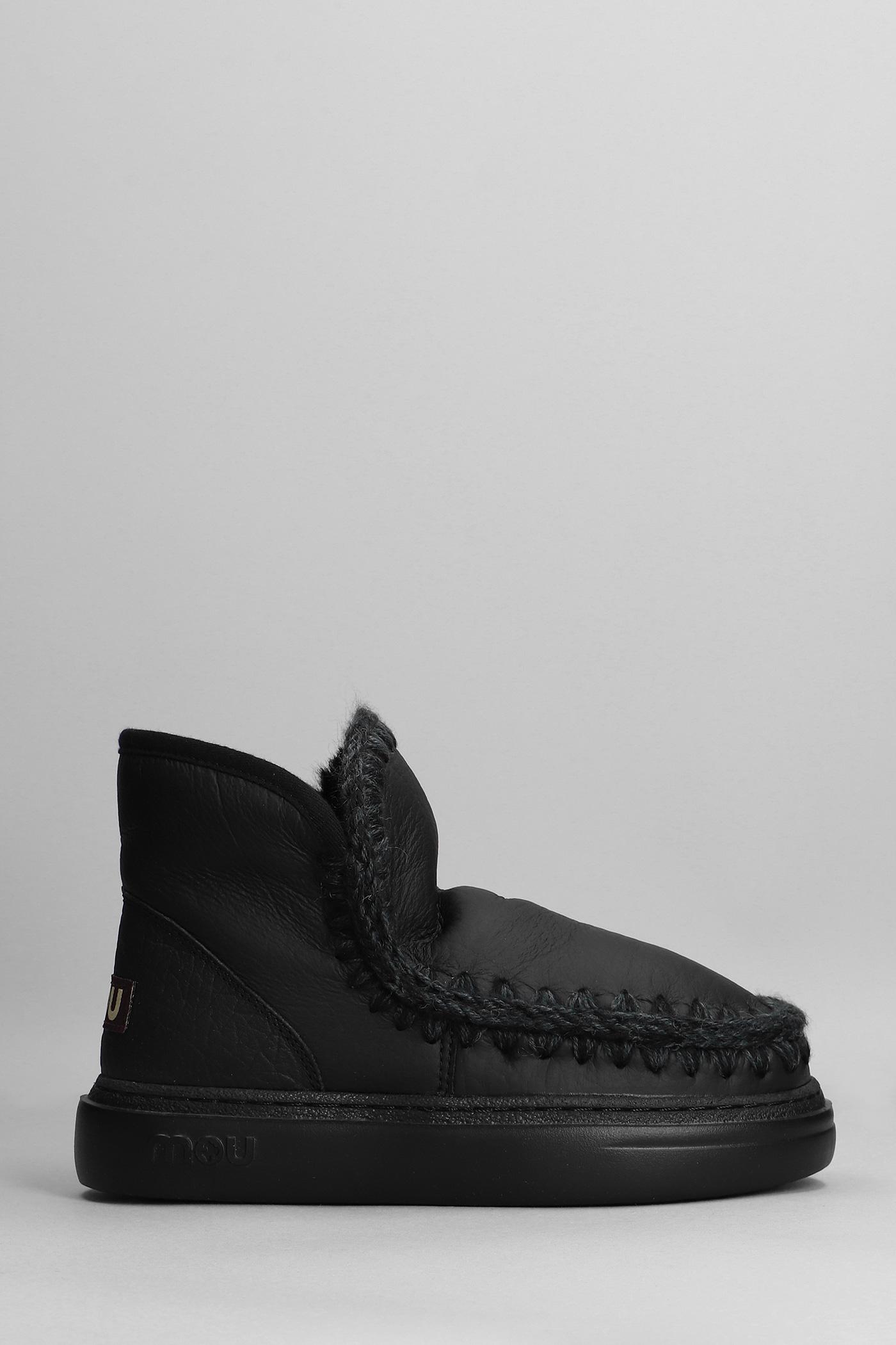 Mou Eskimo Sneaker Bold Low Heels Ankle Boots In Black Leather | Lyst