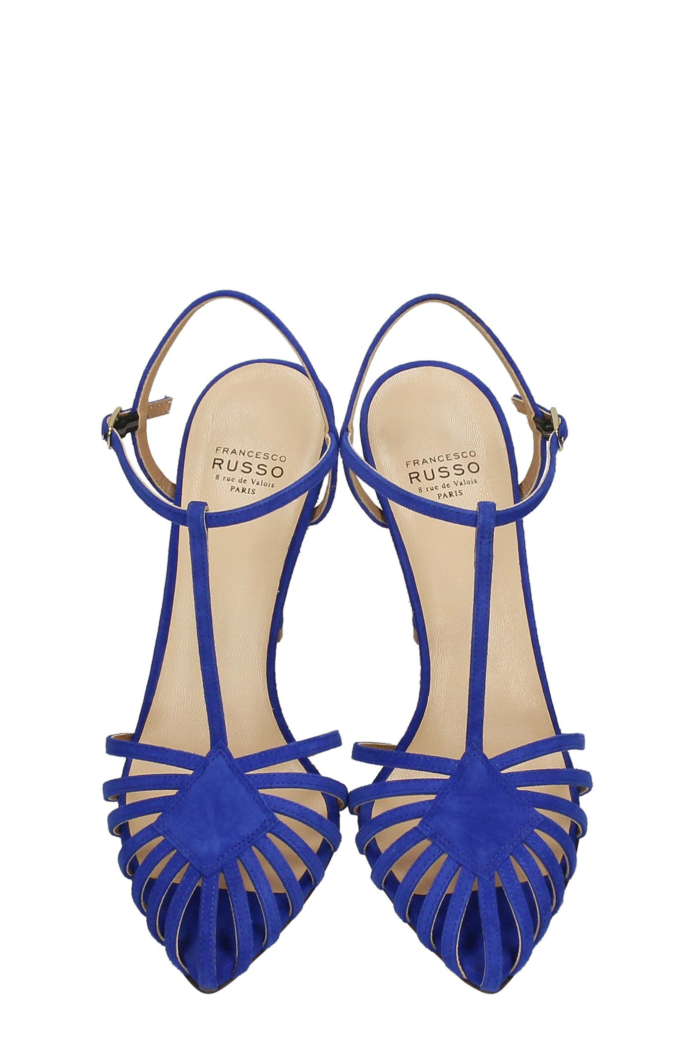 Francesco Russo Sandals In Blue Suede | Lyst