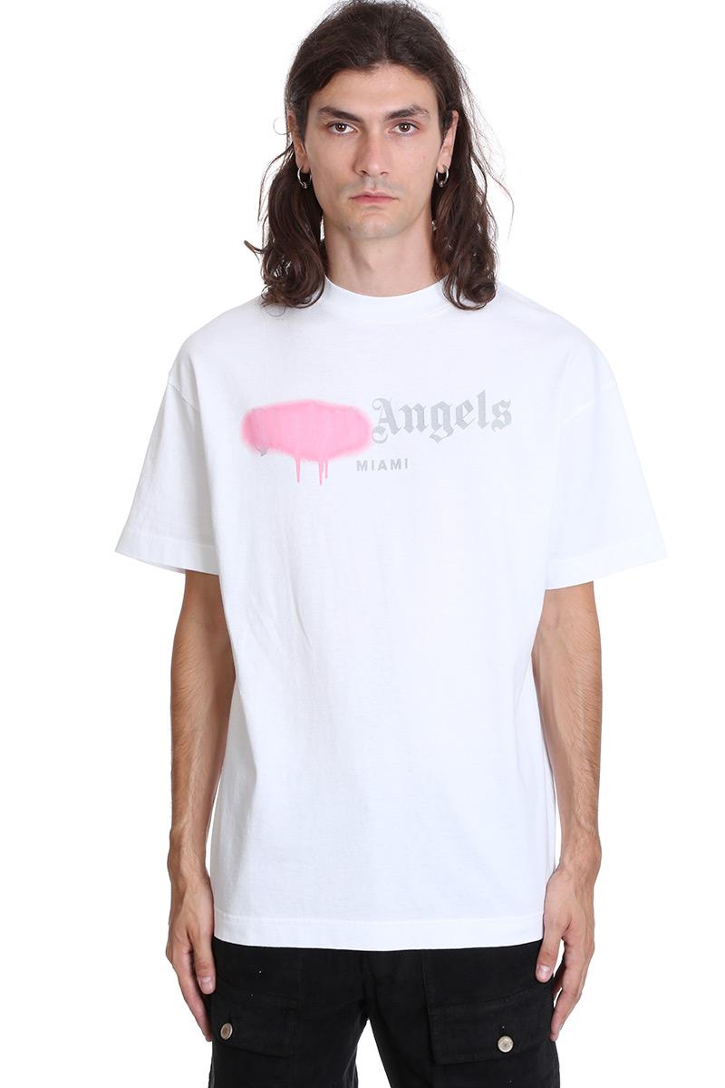 T-shirt Sprayed Logo bianca/rosa da Uomo di Palm Angels in Bianco | Lyst