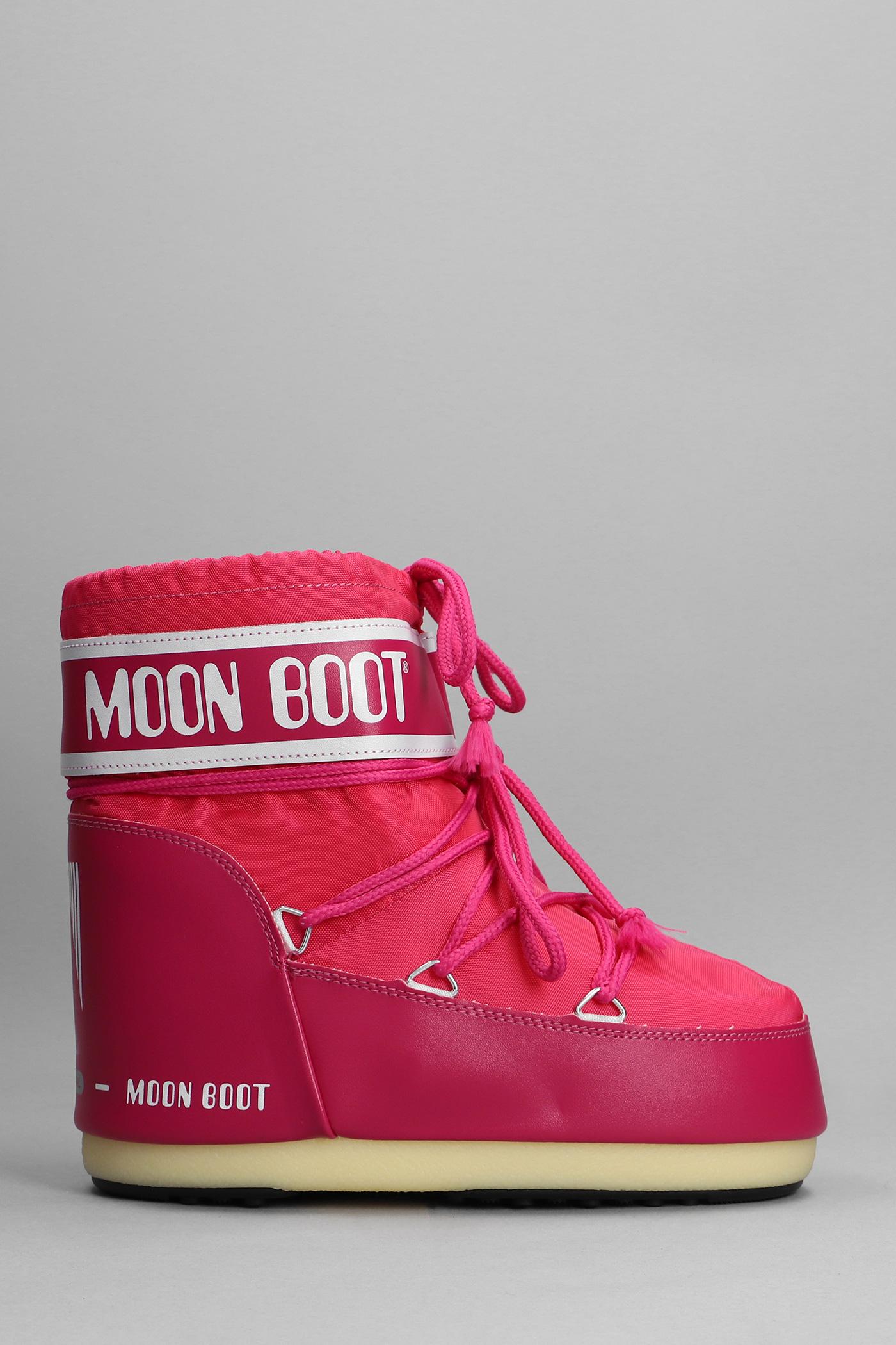 Moon Boot Low Heels Ankle Boots In Viola Nylon in Pink Lyst