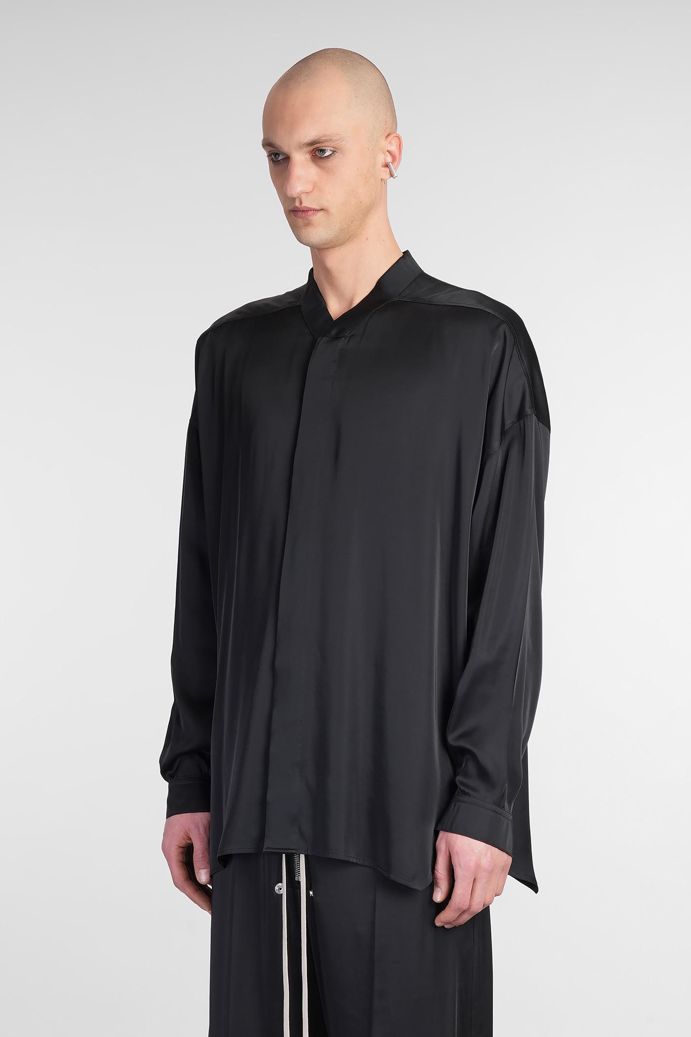 Rick Owens Snap Collar Faun Shirt In Black Acetate in Gray Rick Owens Snap Collar Faun Shirt In Black Acetate in Gray