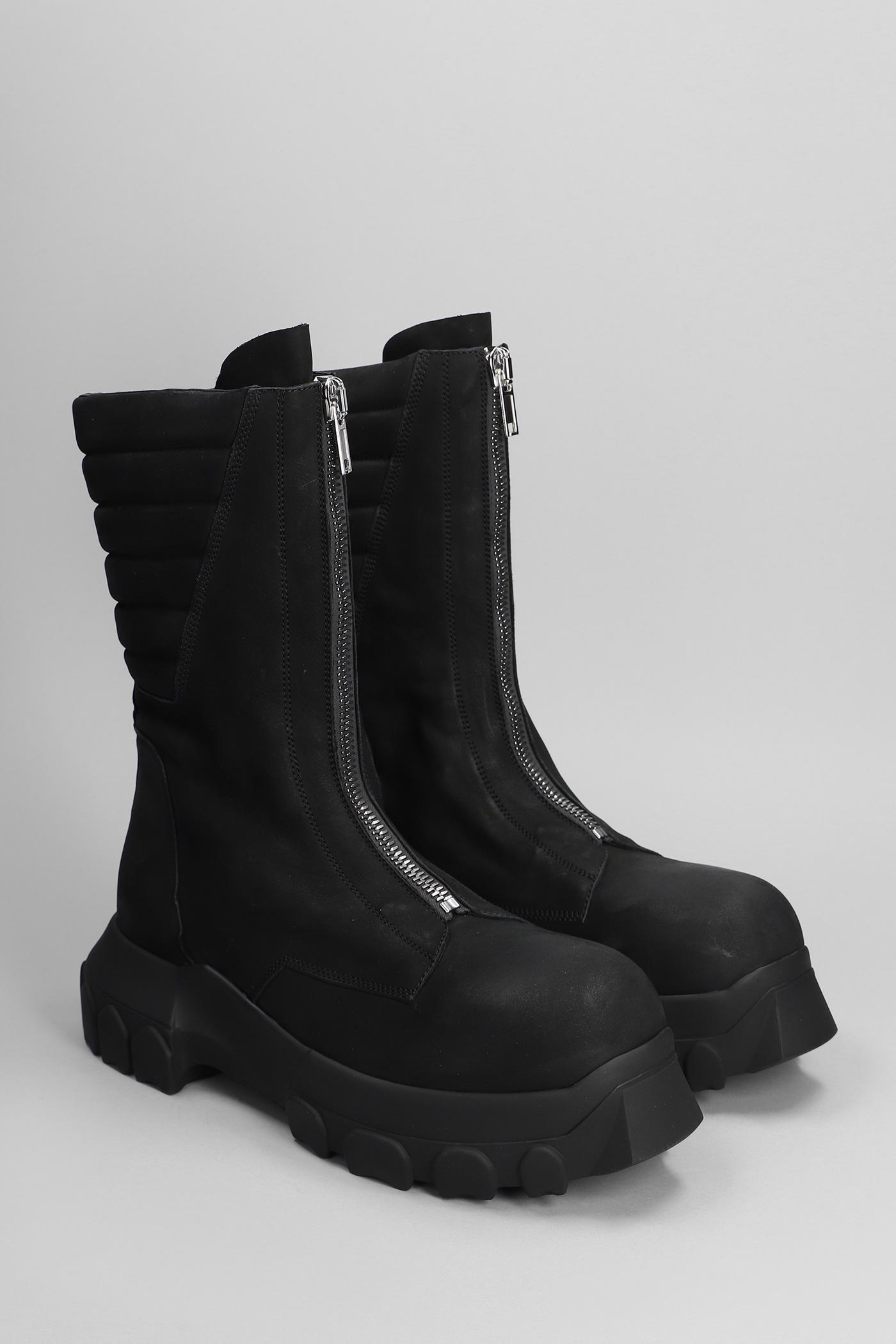 Rick Owens Black Calf Leather Bos Taurus Flat Men\'s Boots Rick Owens SS26 TEMPLE CALF PULL ON BOGUN / BLACK - NUBIAN main image 4