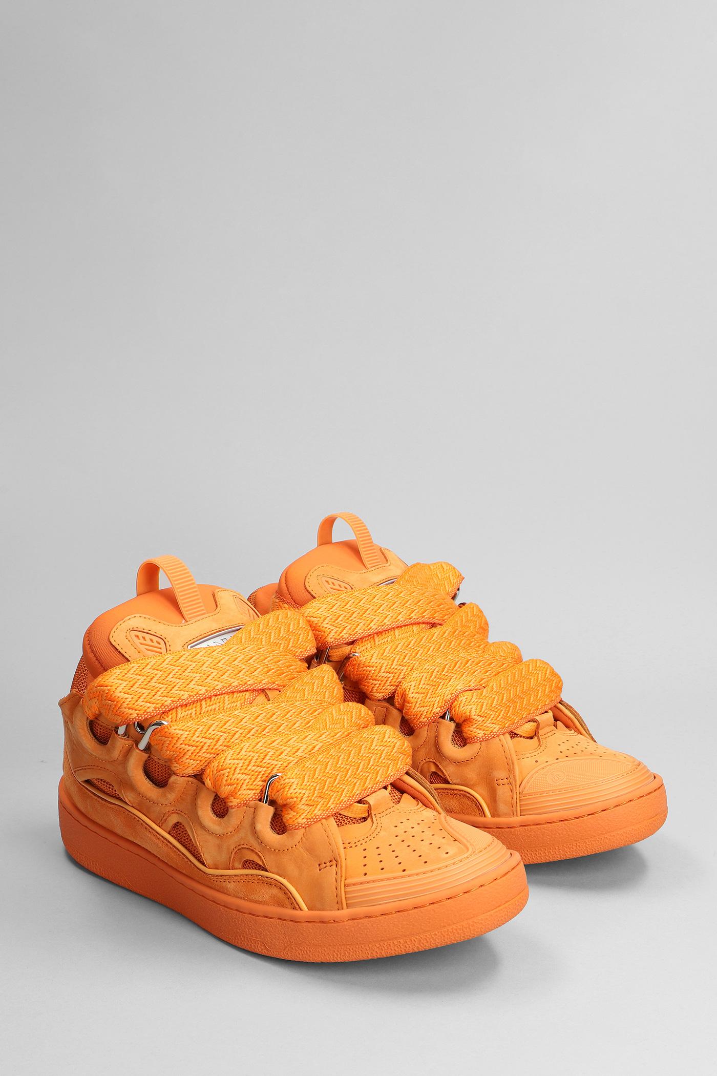 Lanvin Curb Sneakers In Orange Suede And Leather for Men | Lyst display picture 3