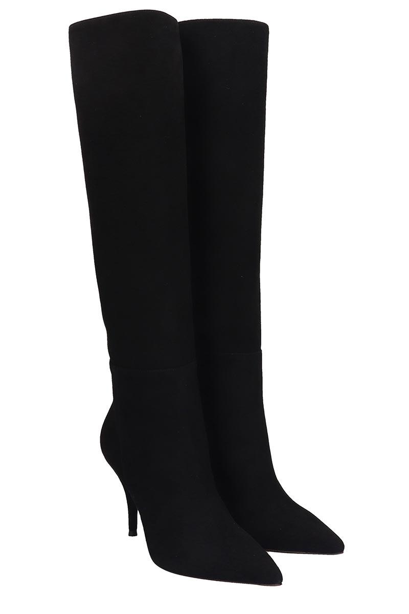 L'Autre Chose Suede Knee High Pull on Boots in Black Save L'Autre Chose Elasticated leather over the knee boots Buy