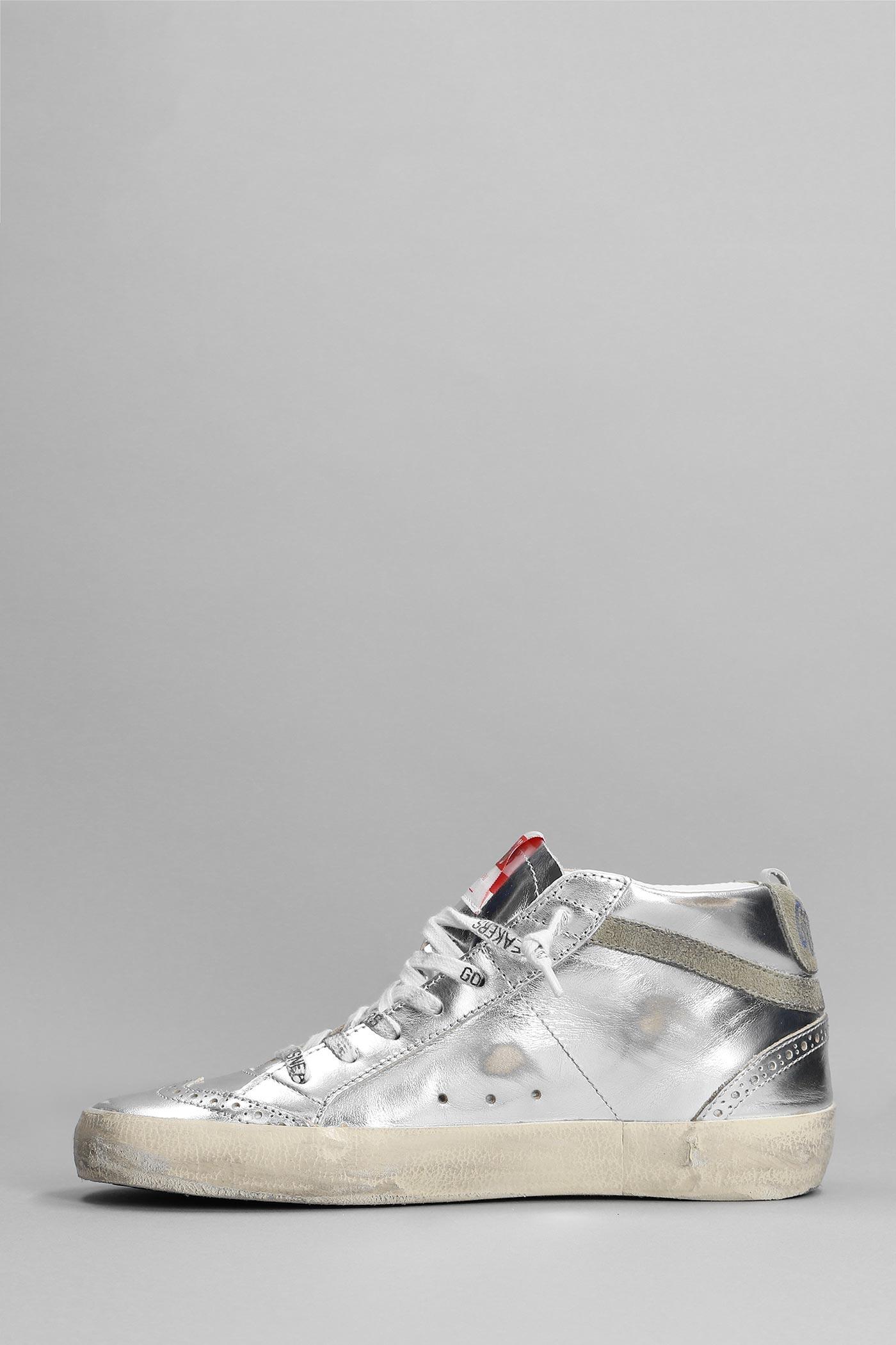 Golden Goose Mid Star Sneakers In Silver Leather in White | Lyst