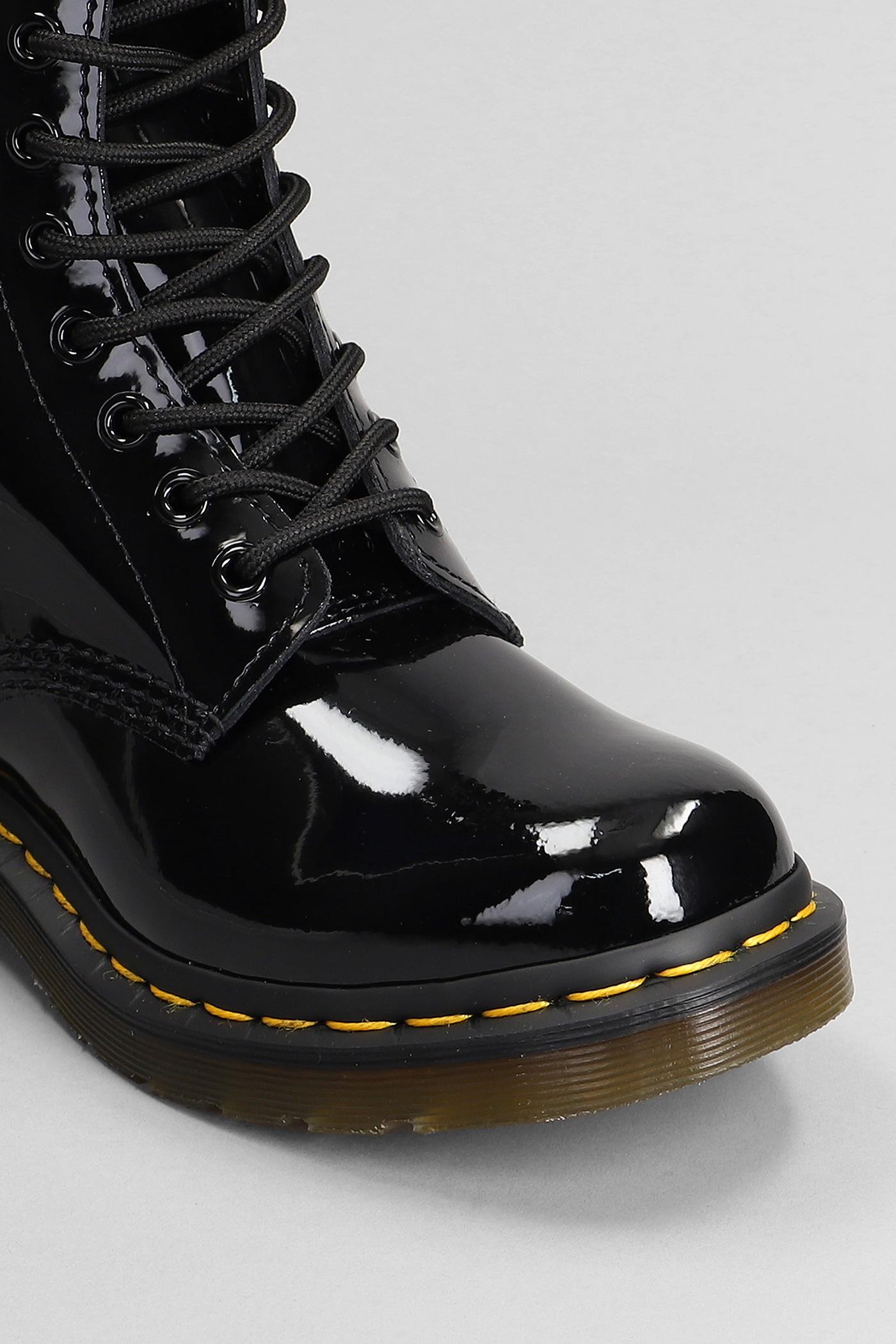Dr. Martens 1460 Combat Boots In Black Patent Leather | Lyst