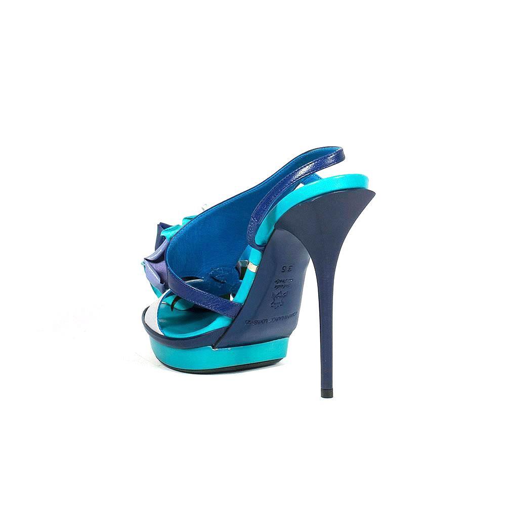 Gianmarco Lorenzi Shoes & Turquoise Calf-skin Leather Platform Sandals  (gm100) in Blue | Lyst