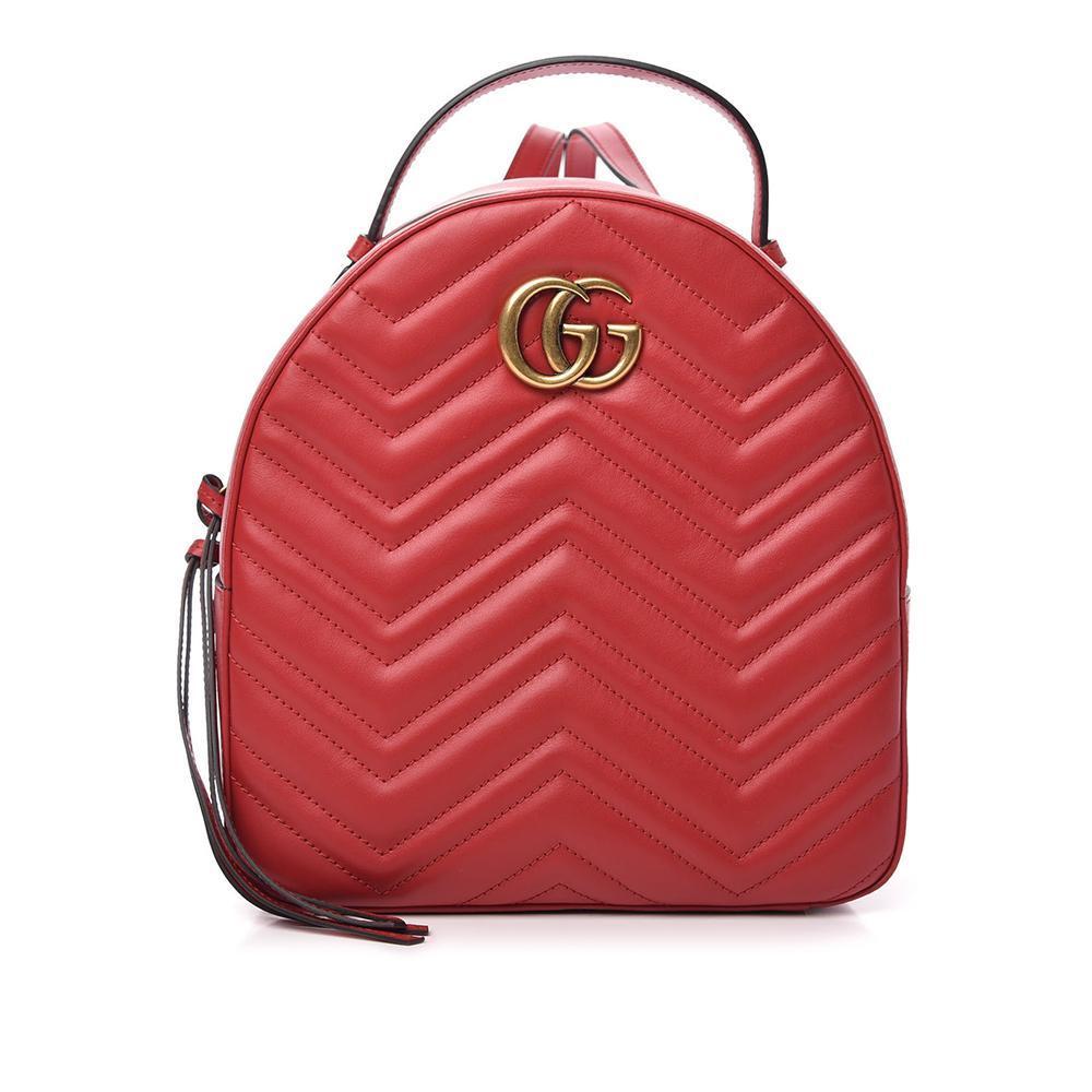 Gucci 476671 001998 GG Marmont Hibiscus Matelasse Leather Backpack (GG2062)  in Red
