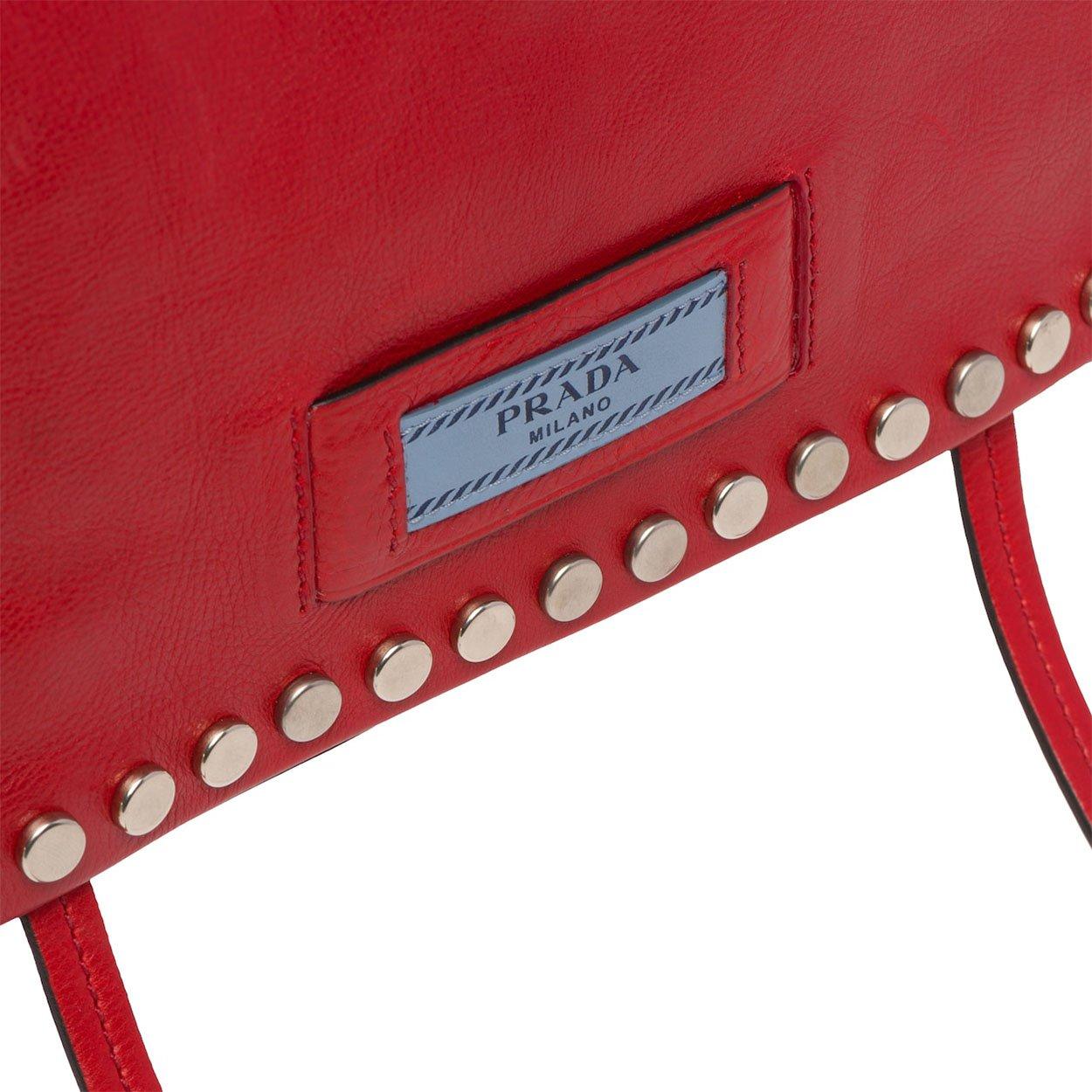 Prada 1bd082-peo Etiquette Fucoco Glace Calf-skin Leather Shoulder Bag  (pr1011) in Red | Lyst