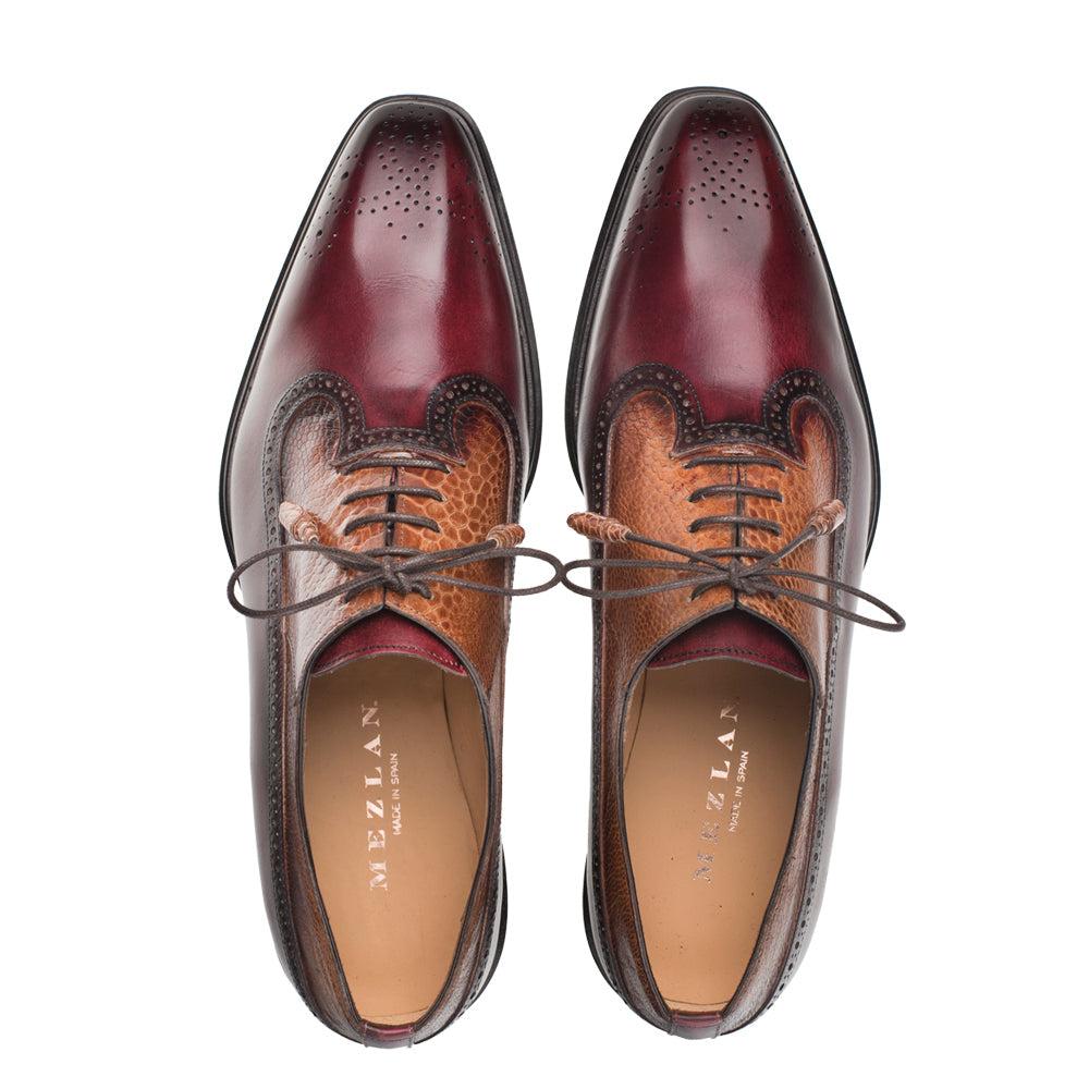 Mezlan Sx4868-p Shoes Burgundy & Camel Exotic Ostrich / Calf-skin Leather  Oxford (mz3509) in Brown for Men | Lyst