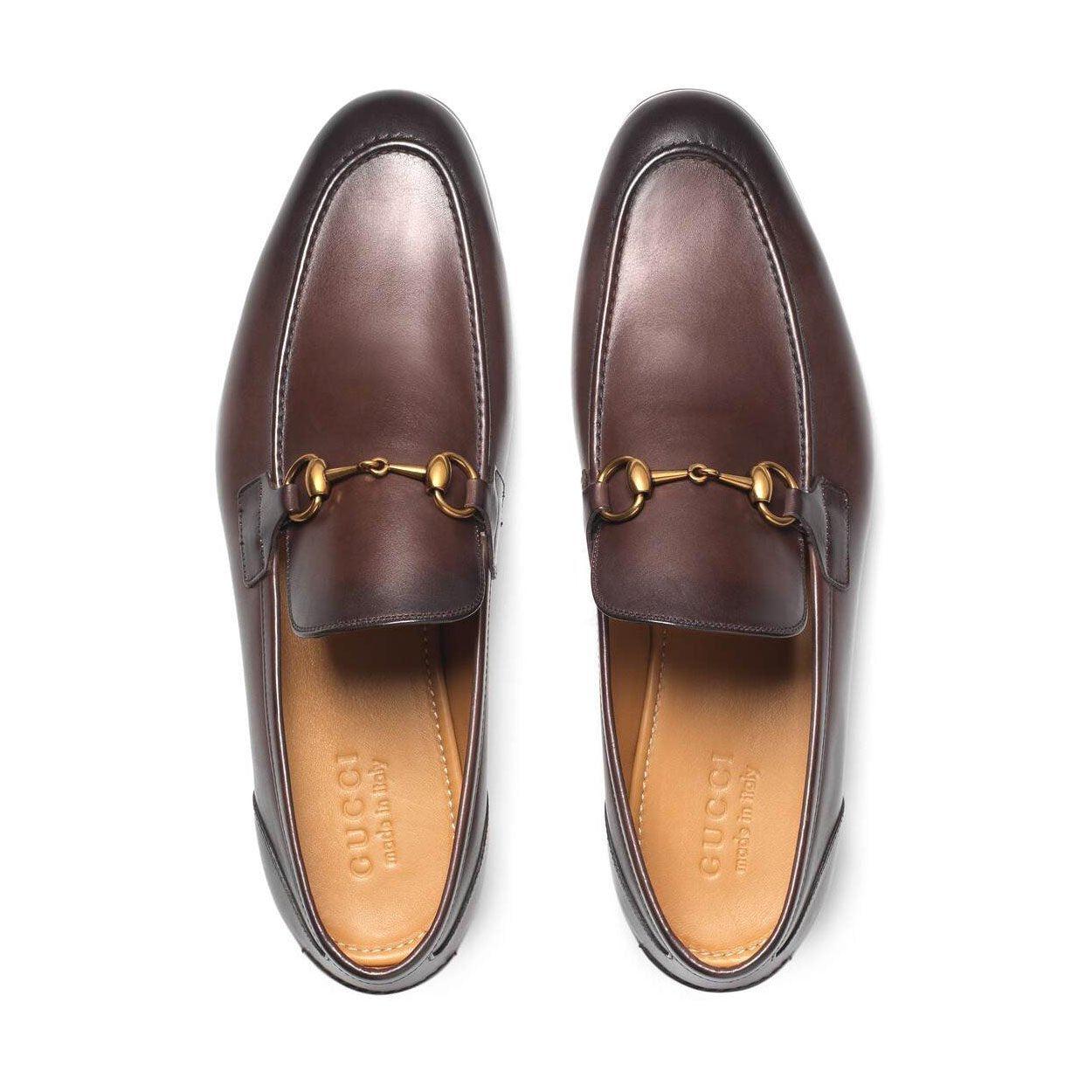 Gucci Jordaan Shoes Dark Leather Loafers Bit 406994 (GGM1706) in Brown for  Men - Save 5% | Lyst