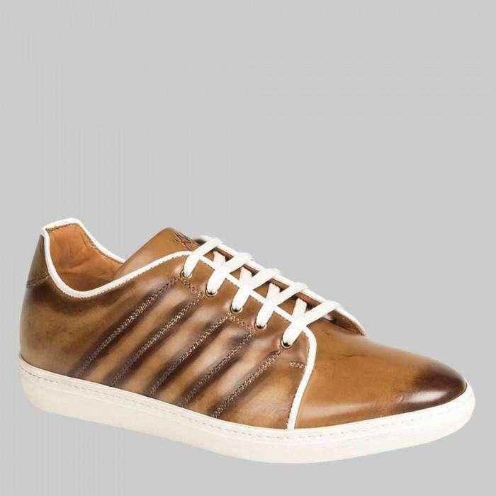 Mezlan Balboa Cognac Hand Burnished Calfskin Dress Sneakers (mzw1049) in  Natural for Men | Lyst