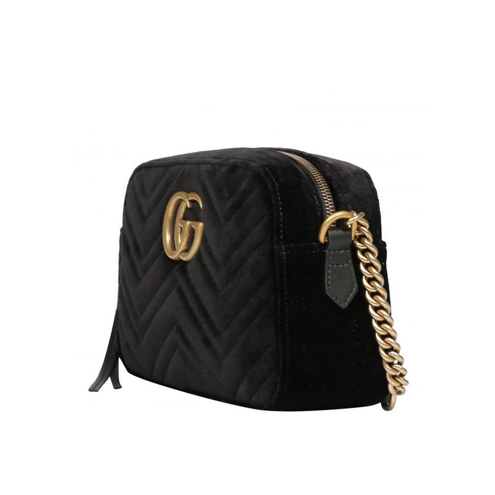 Gucci GG Marmont Small Shoulder Bag Black Matelasse Leather Crossbody