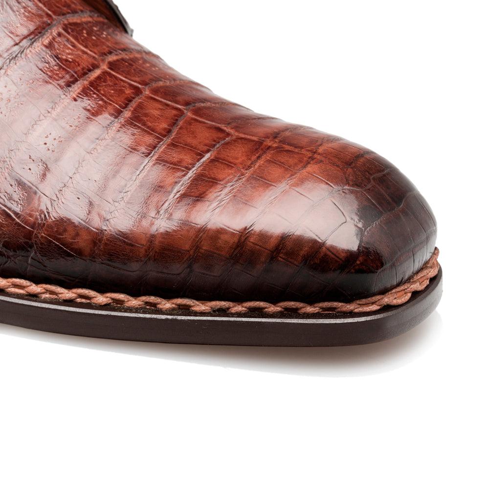 Mezlan Anderson Crocodile Derby Shoes Burgundy (13584-F)