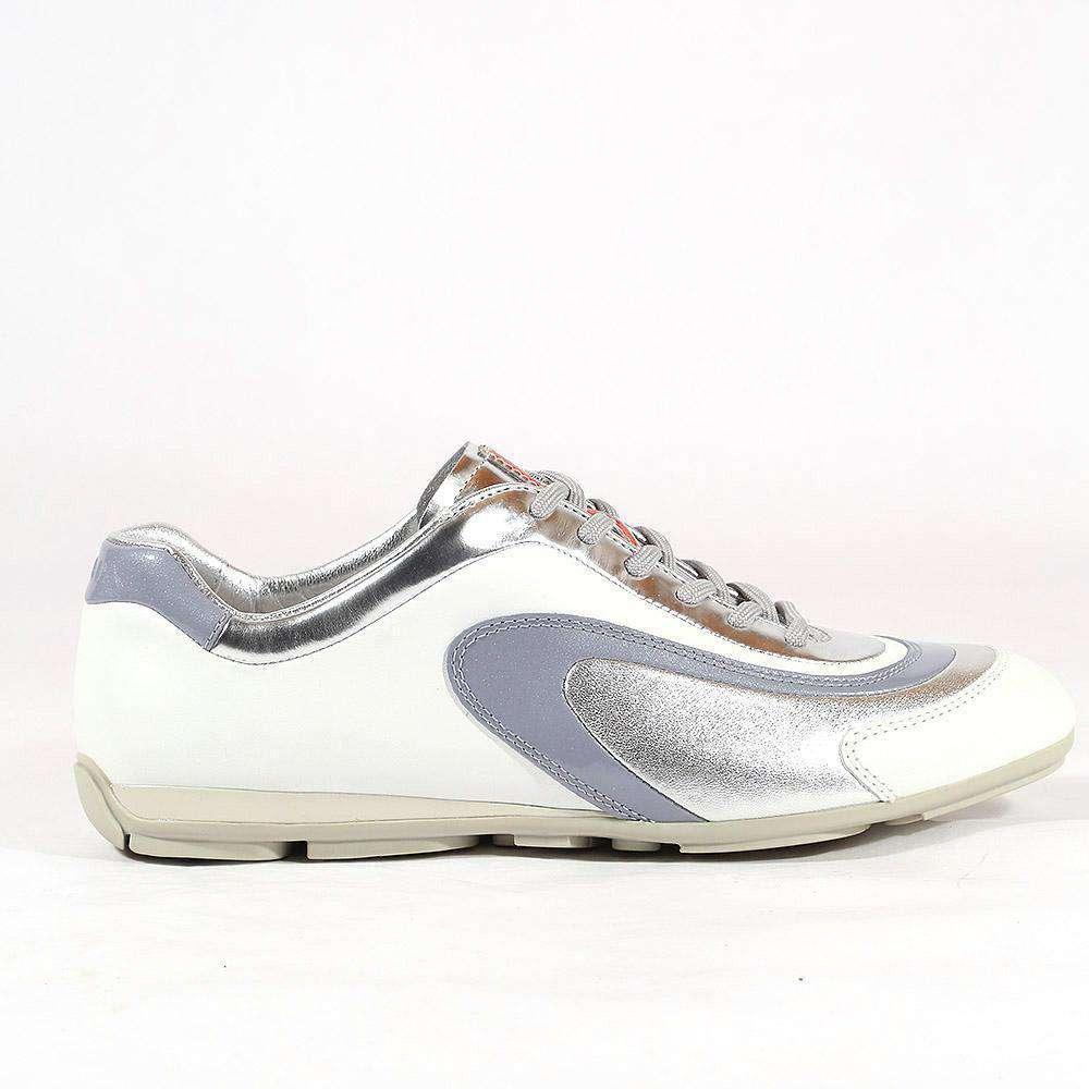 Prada Shoes White & Sports Sneakers 3e4709 in Metallic | Lyst
