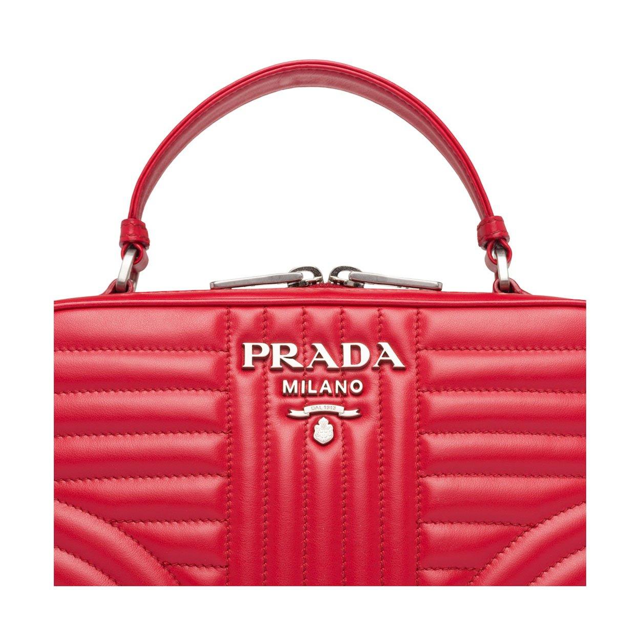 Prada 1bh118-2d91 Black Diagramme Quilted Calf-skin Leather Shoulder Bag  (pr1005) in Red | Lyst