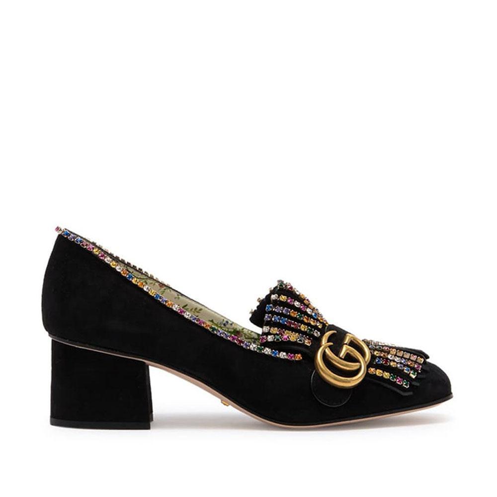 Gucci Embellished 501444 Suede Leather Block Heel Pumps GGW2900