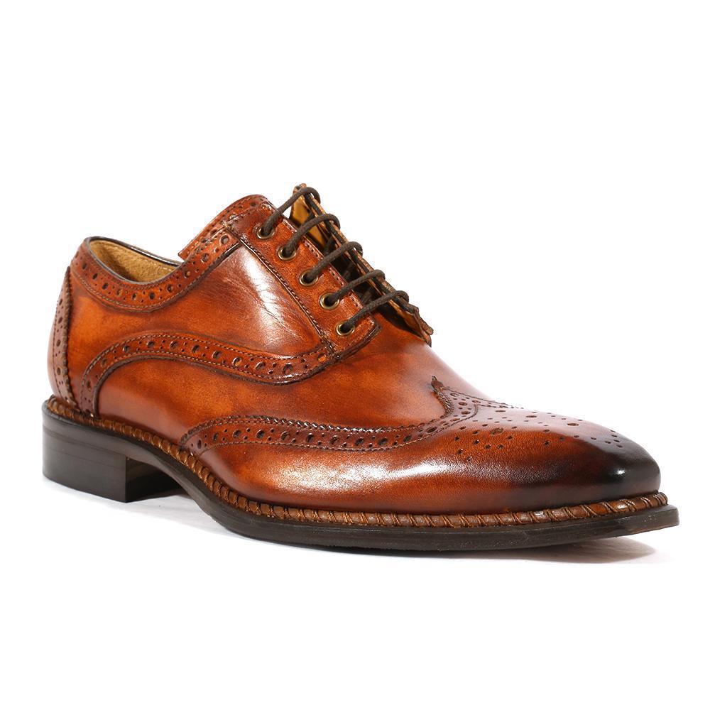 Jose Real R2318 Italian Shoes Crust Tuscania Calf-skin Leather Wingtip  Oxfords (res1001) in Brown for Men | Lyst