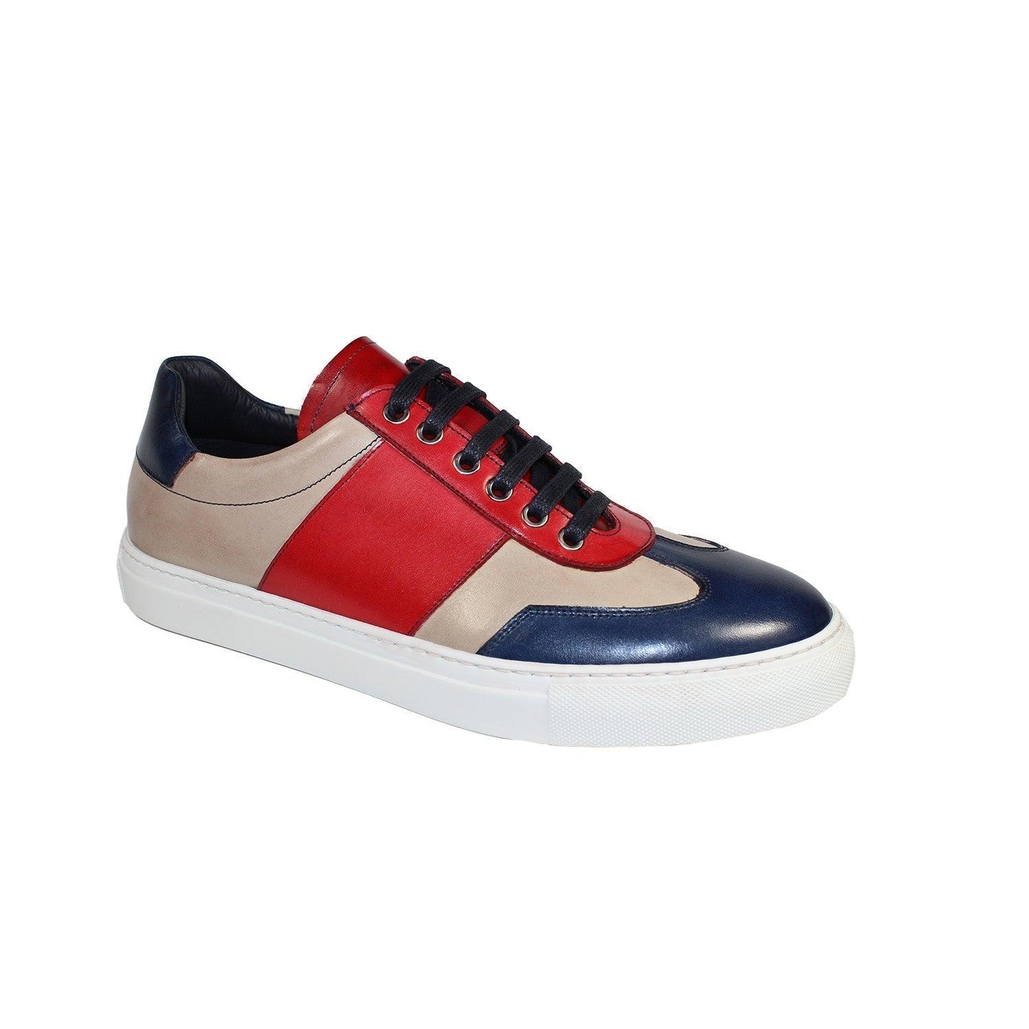 DUCA® Fermo Shoes Blue/red/beige Calf-skin Leather Sneakers (d1021) for Men  | Lyst