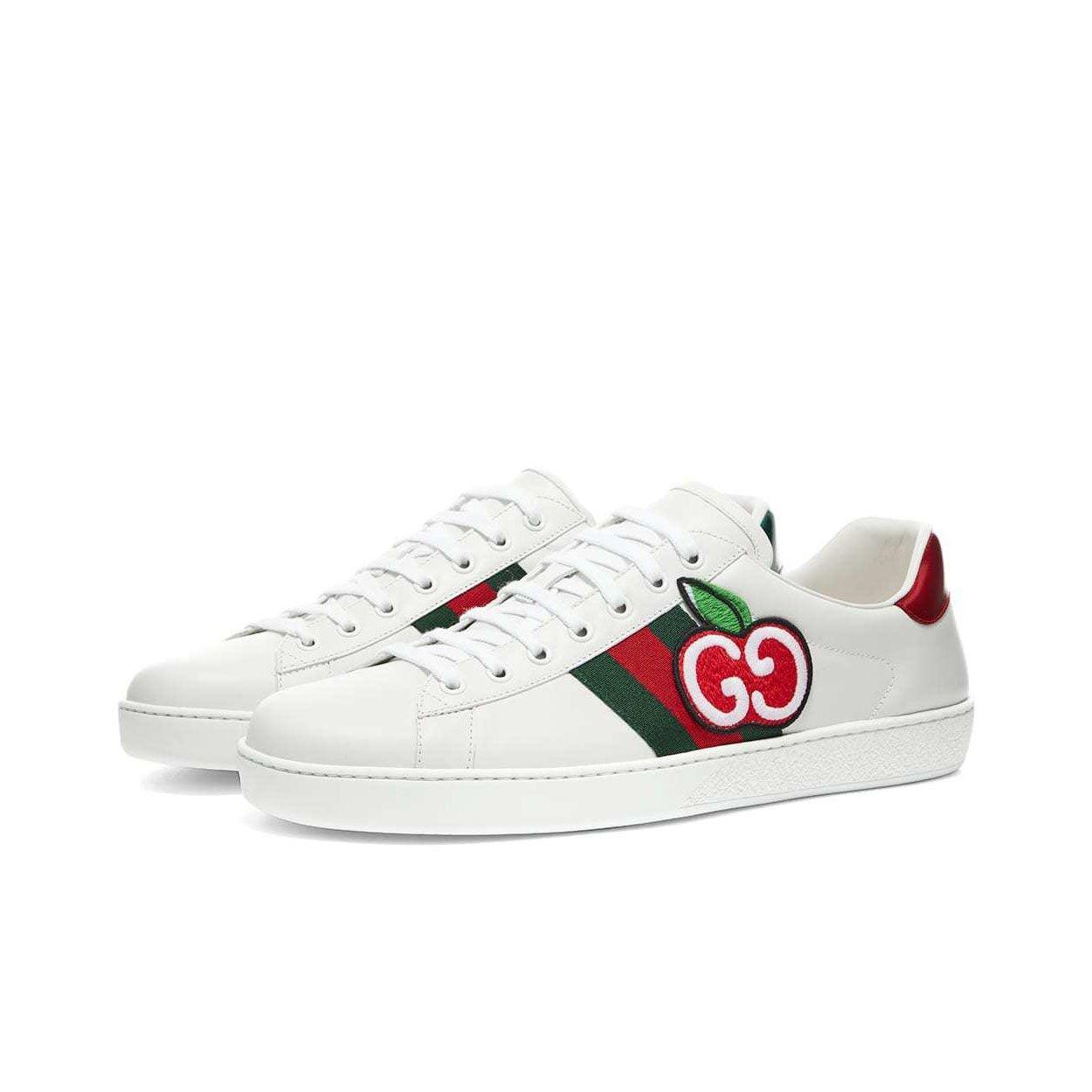 Gucci 611376 Ace Shoes GG Apple Calf-skin Leather Sneakers (GGM1717) in  White for Men | Lyst