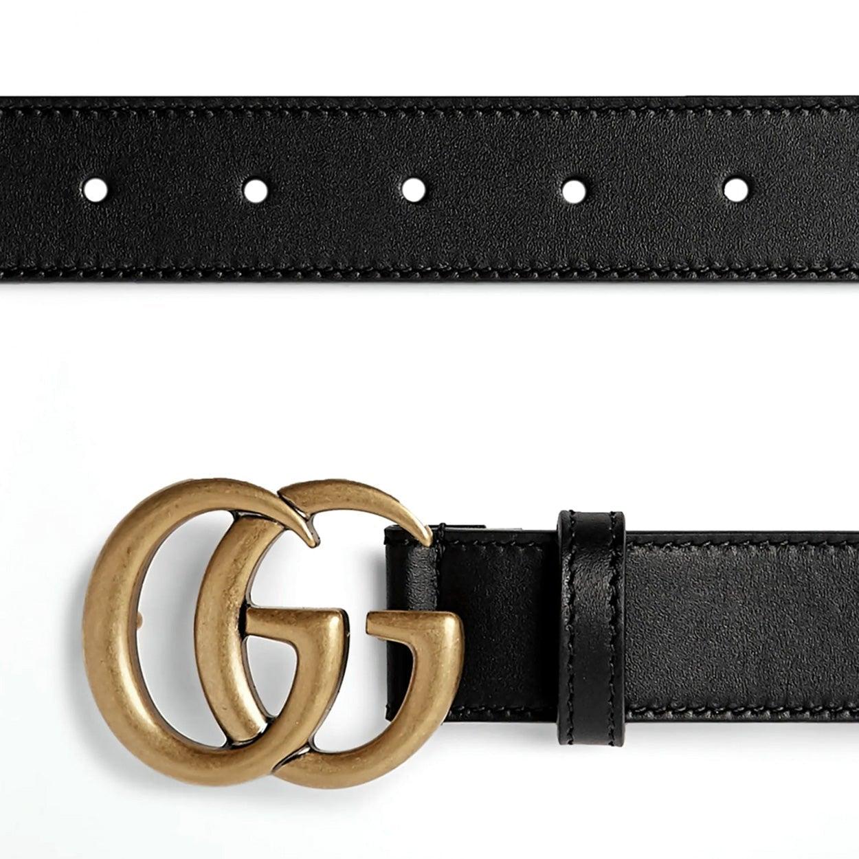 Gucci Belt Gold Double G Buckle Leather 397660 4cm (GGB1001) in Blue | Lyst  UK