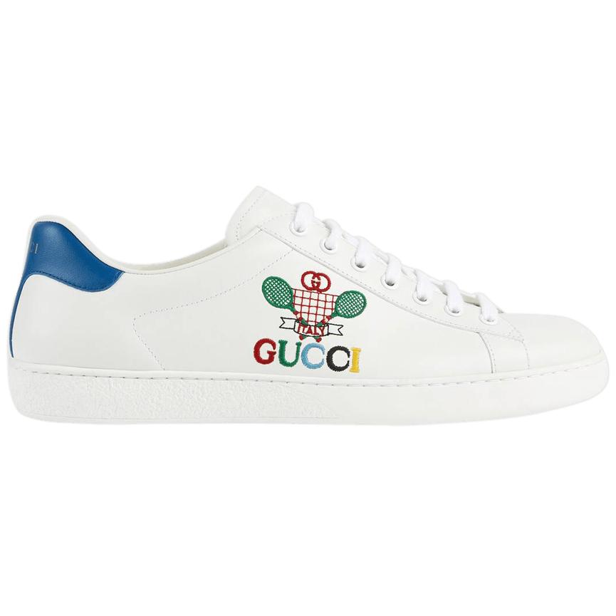 Gucci Leather Web-Trimmed Cleats - White Sneakers, Shoes - GUC231610