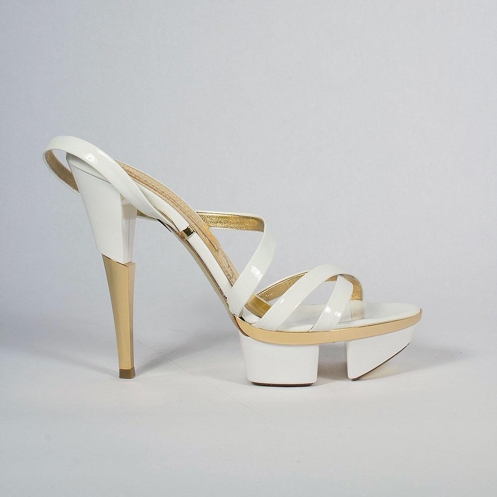 Gianmarco Lorenzi Shoes White Patent Leather Platform Sandals (gm101) in  Blue | Lyst