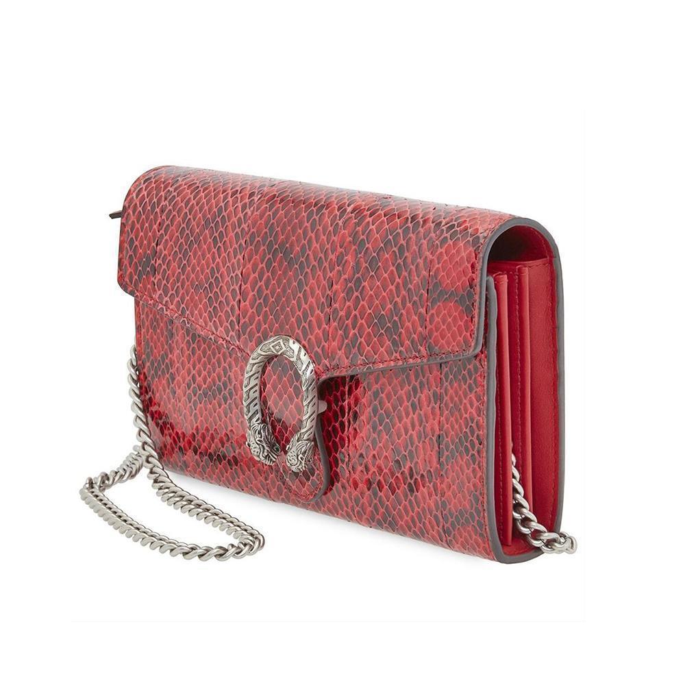 Gucci Red Snakeskin Exotic Leather Envelope Evening Flap Clutch
