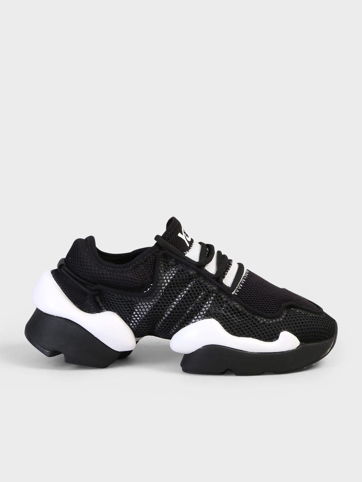 Y-3 Leather Kaiwa Pod Sneakers in Black for Men - Lyst