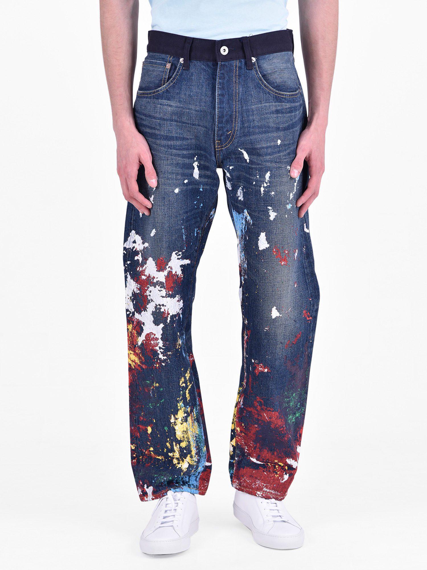 Lyst Junya Watanabe Painted Denim Jeans In Blue For Men Gallery