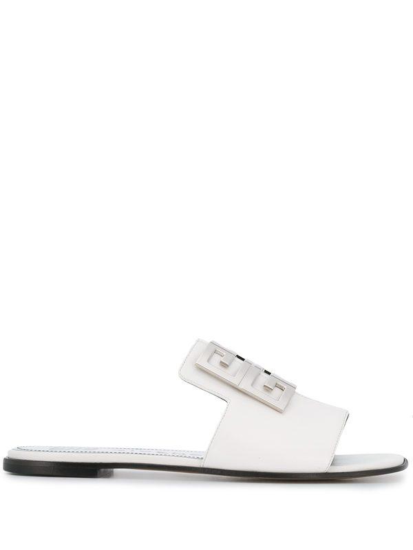 Givenchy Leather 4g Plaque Sandals in White - Lyst