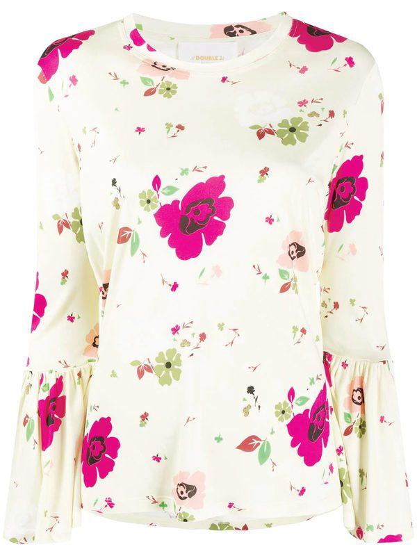 LaDoubleJ Synthetic Floral Print Viscose Blouse in Pink - Lyst