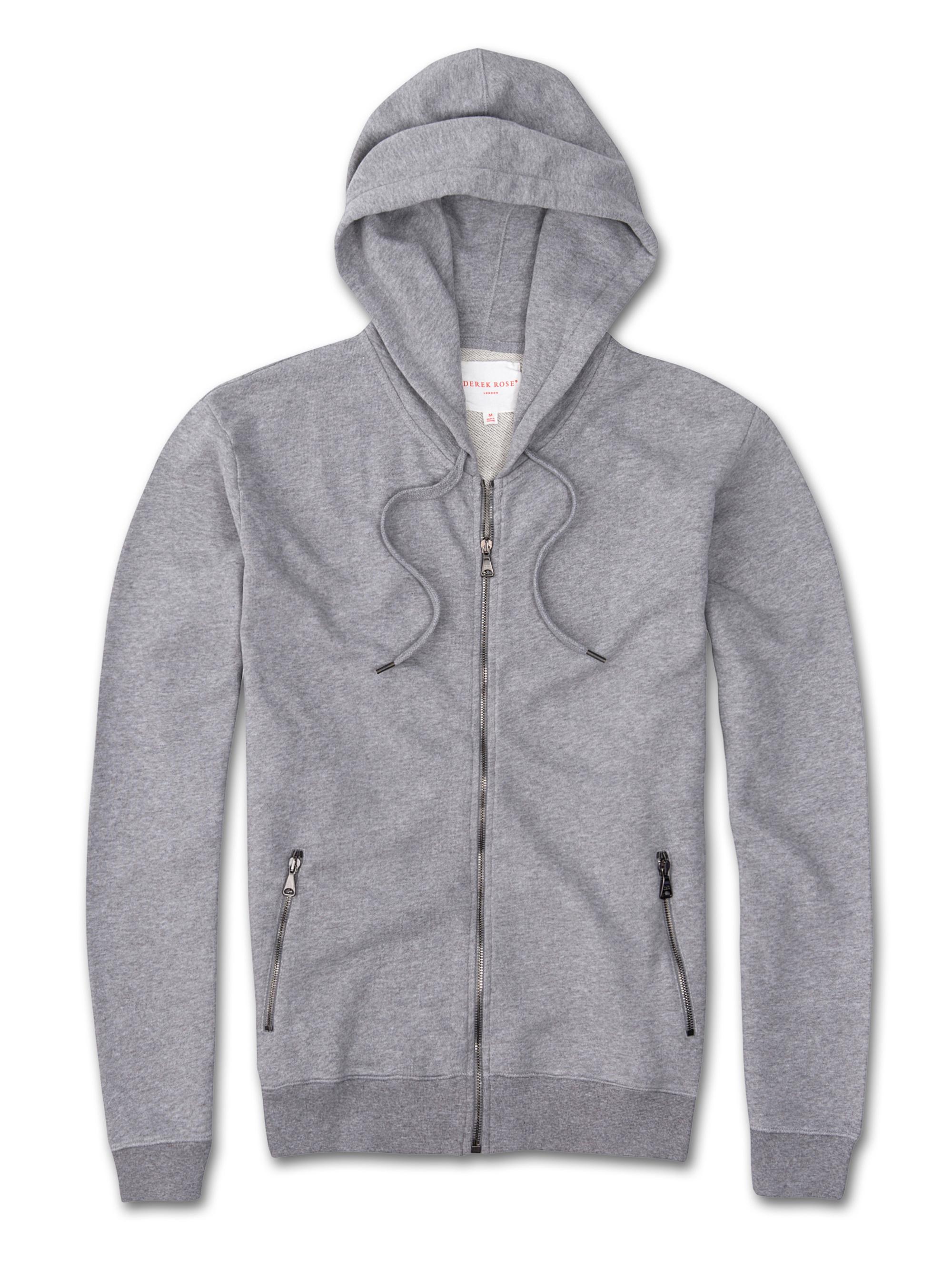 Derek Rose Hoodie Devon Loopback Cotton Silver in Metallic for Men - Lyst