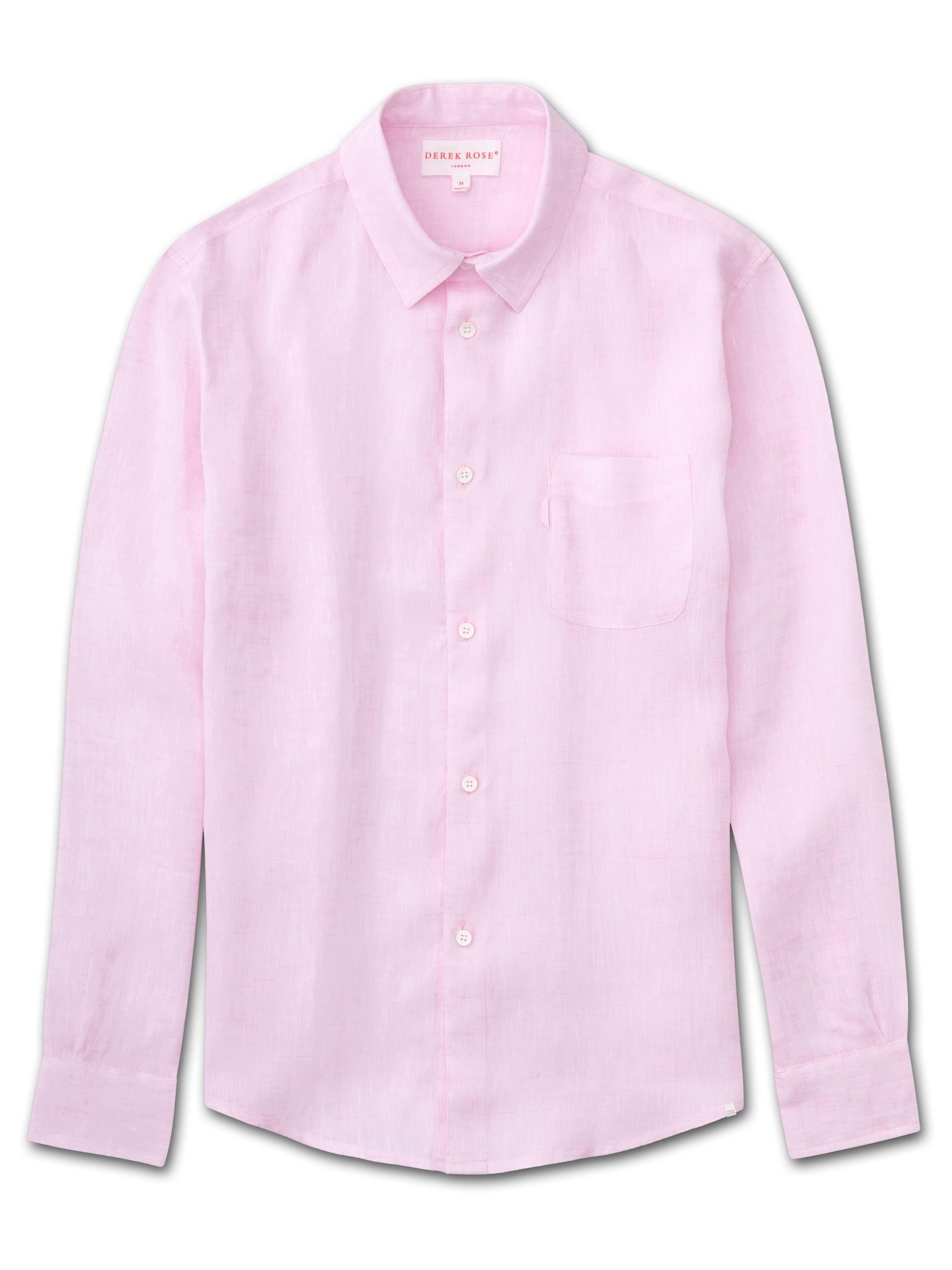 Derek Rose Linen Shirt Monaco Pure Linen Pink for Men - Lyst