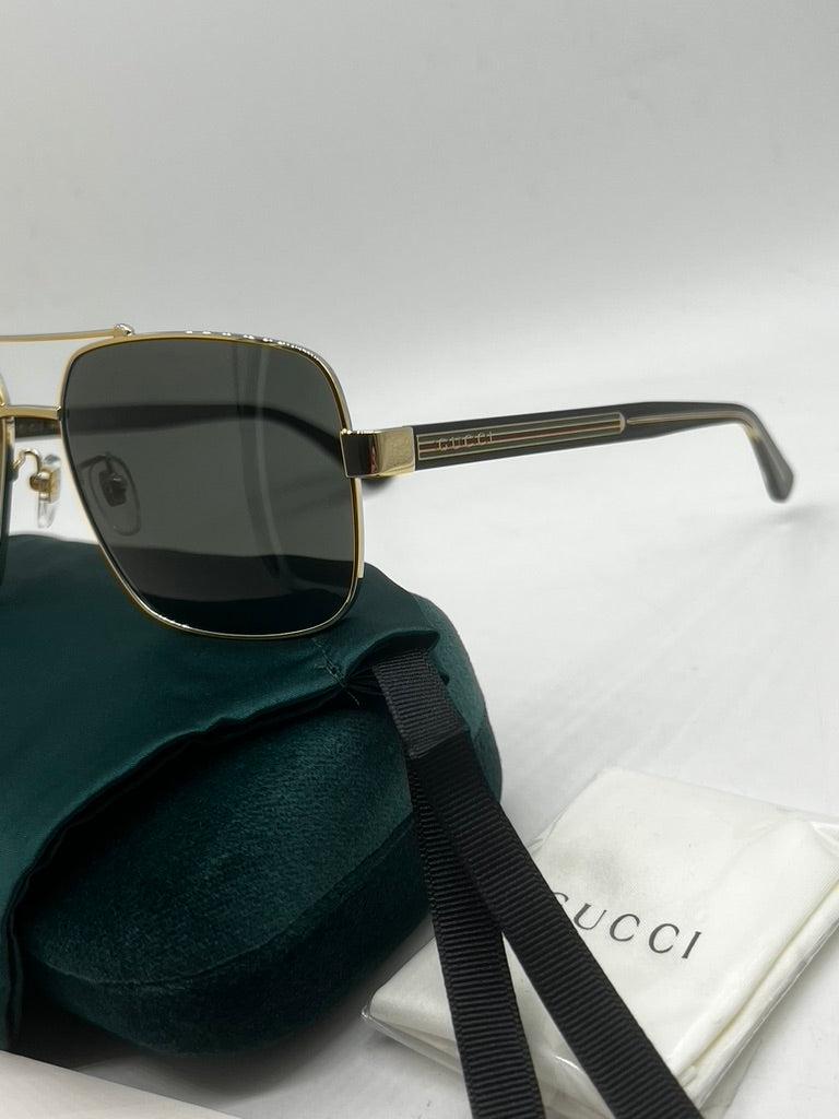 Gucci GG0529S Square Metal Aviator Gold Sunglasses in Black | Lyst