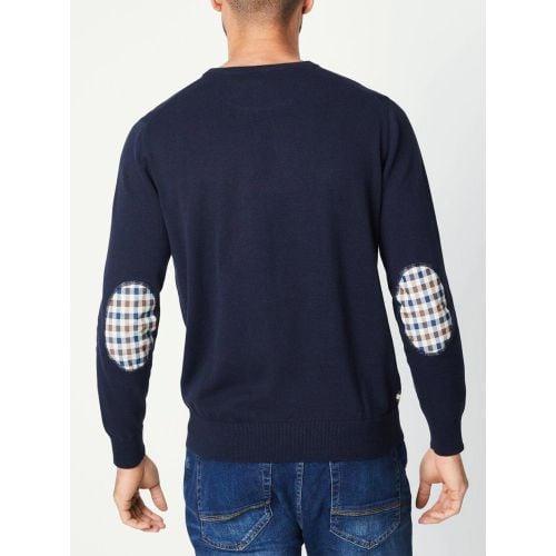 Aquascutum Active Club Check Sleeve Jumper in Blue for Men Lyst UK