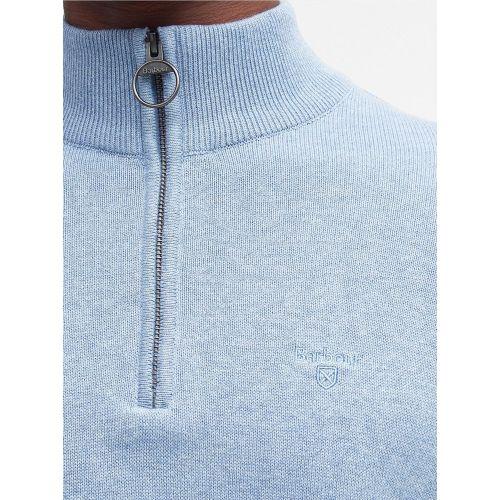 Barbour Dark Chambray Cotton Half Zip Jumper in Blue for Men Lyst UK