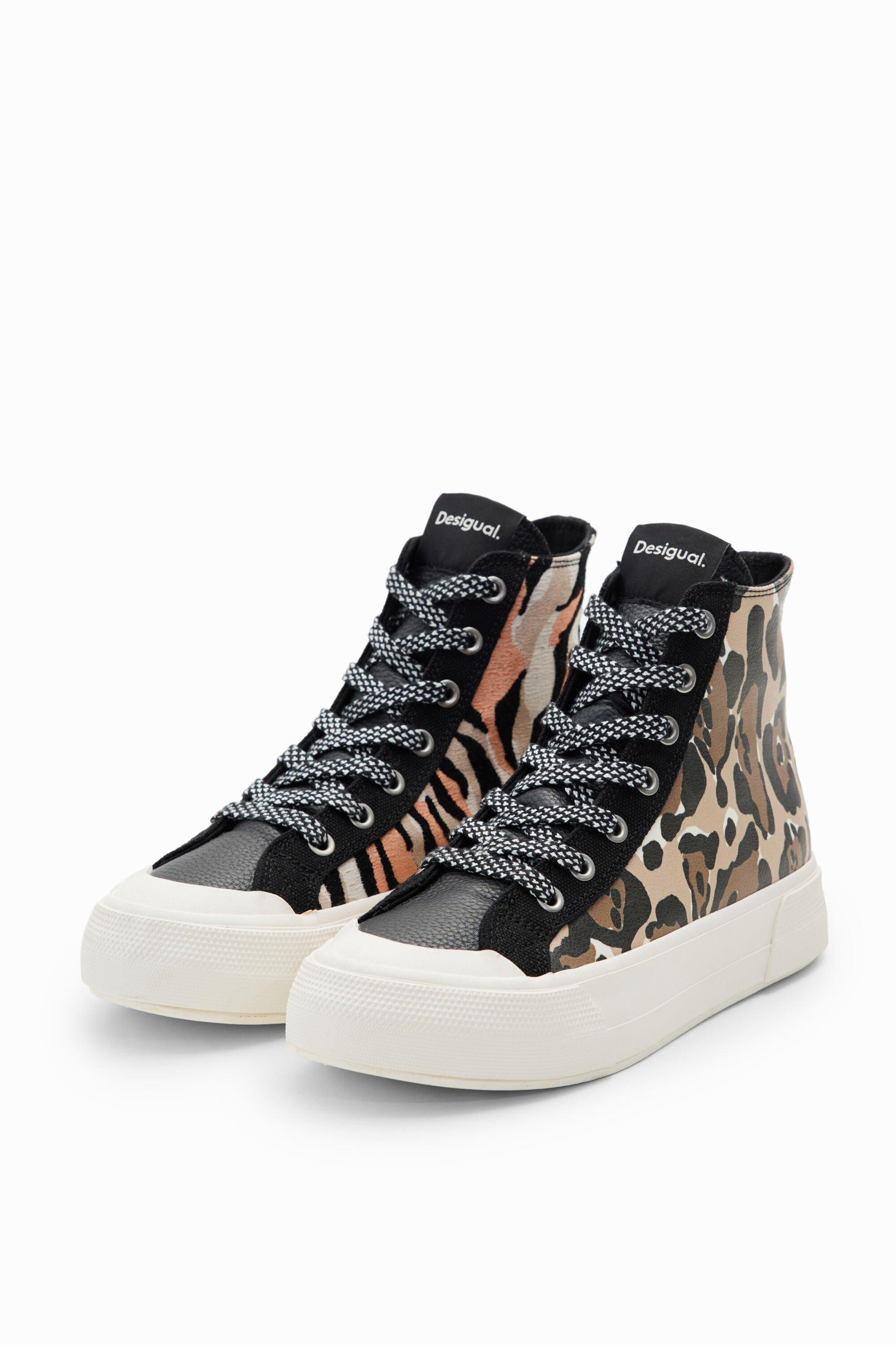 Desigual High-top Animal Print Sneakers in White | Lyst