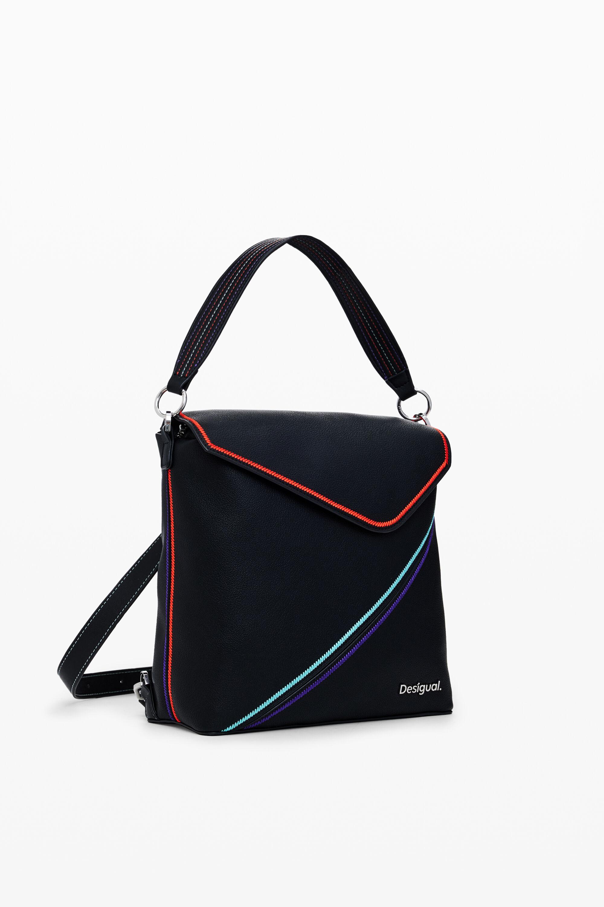 Black and white striped backpack purse clearance