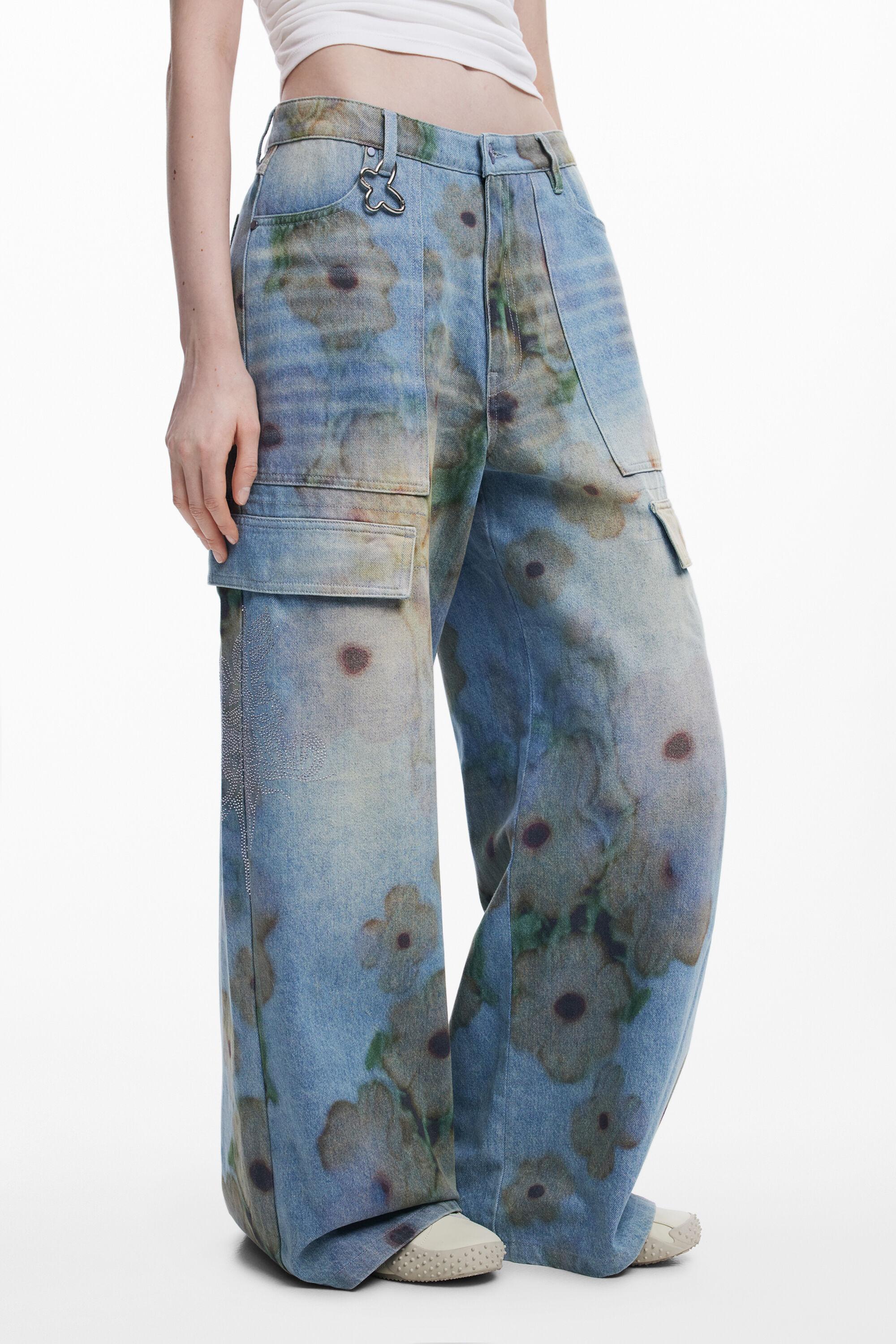 Desigual Collina Strada　ワイドデニム　ビジュー Desigual Jeans Wide Leg Collina Strada, Cotton in Blue | Lyst